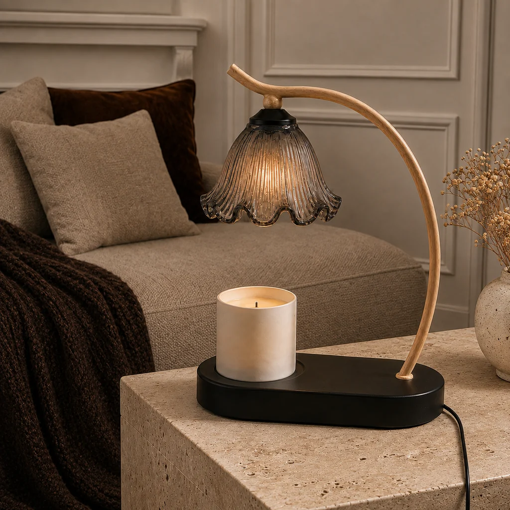 User-Friendly Lampe Chauffe-Bougie à Abat-Jour en Verre – Maison Milaya Refined