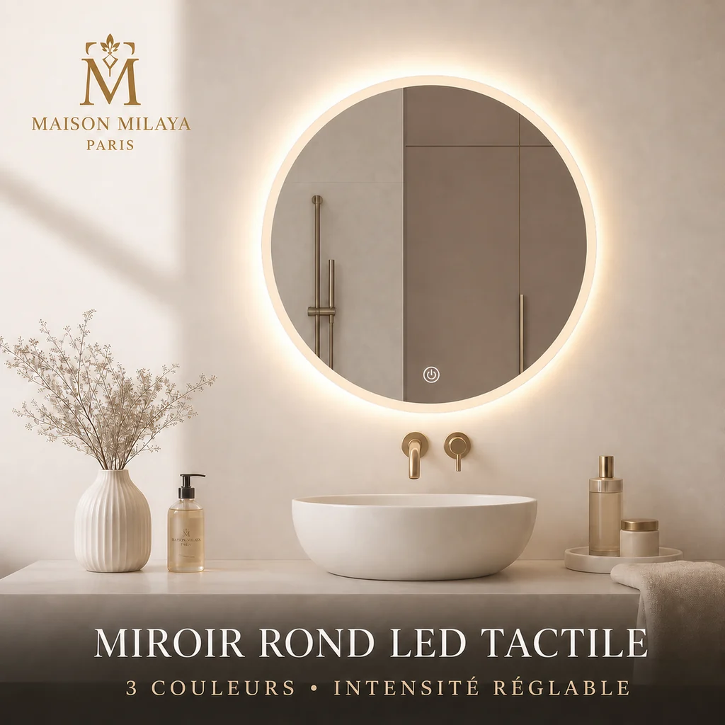 Healthy Round Touch LED Mirror 3 Light Colours – Maison Milaya Excellent