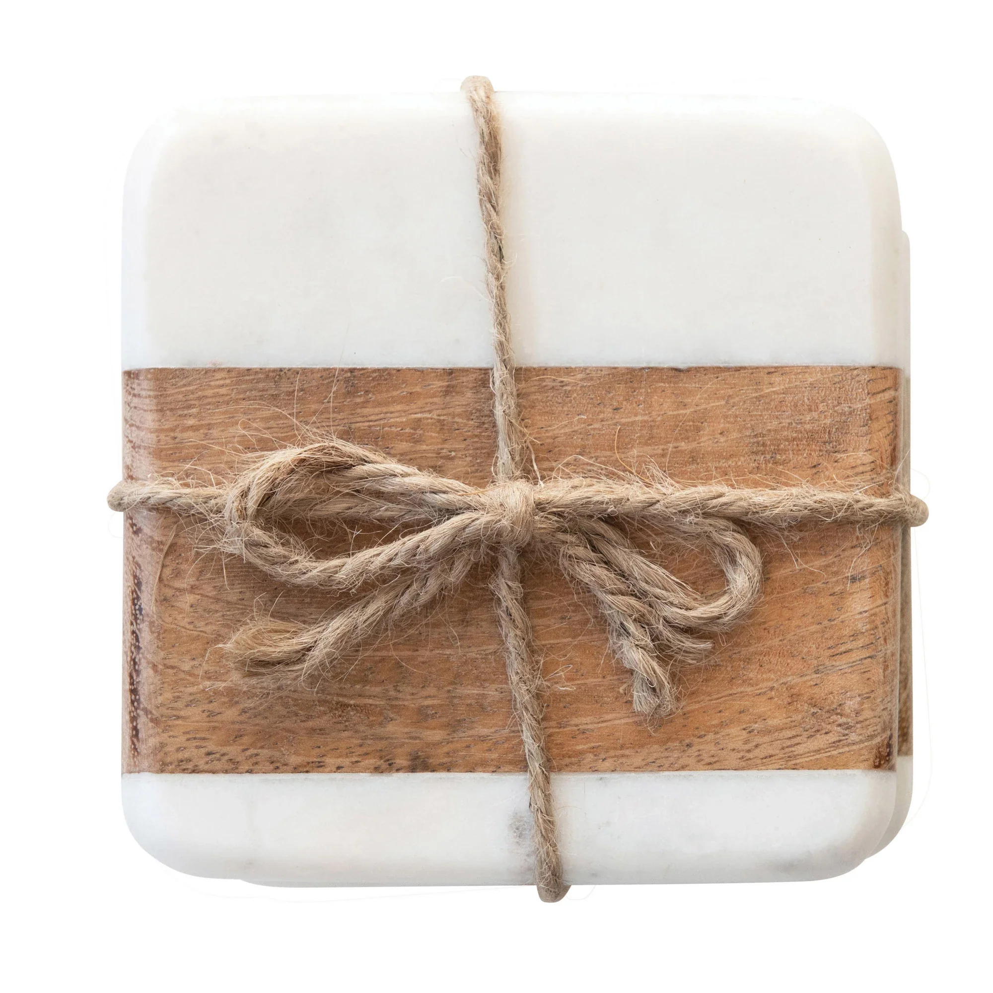Authentic Marble and Acacia Wood Coasters Set of 4 World-Class