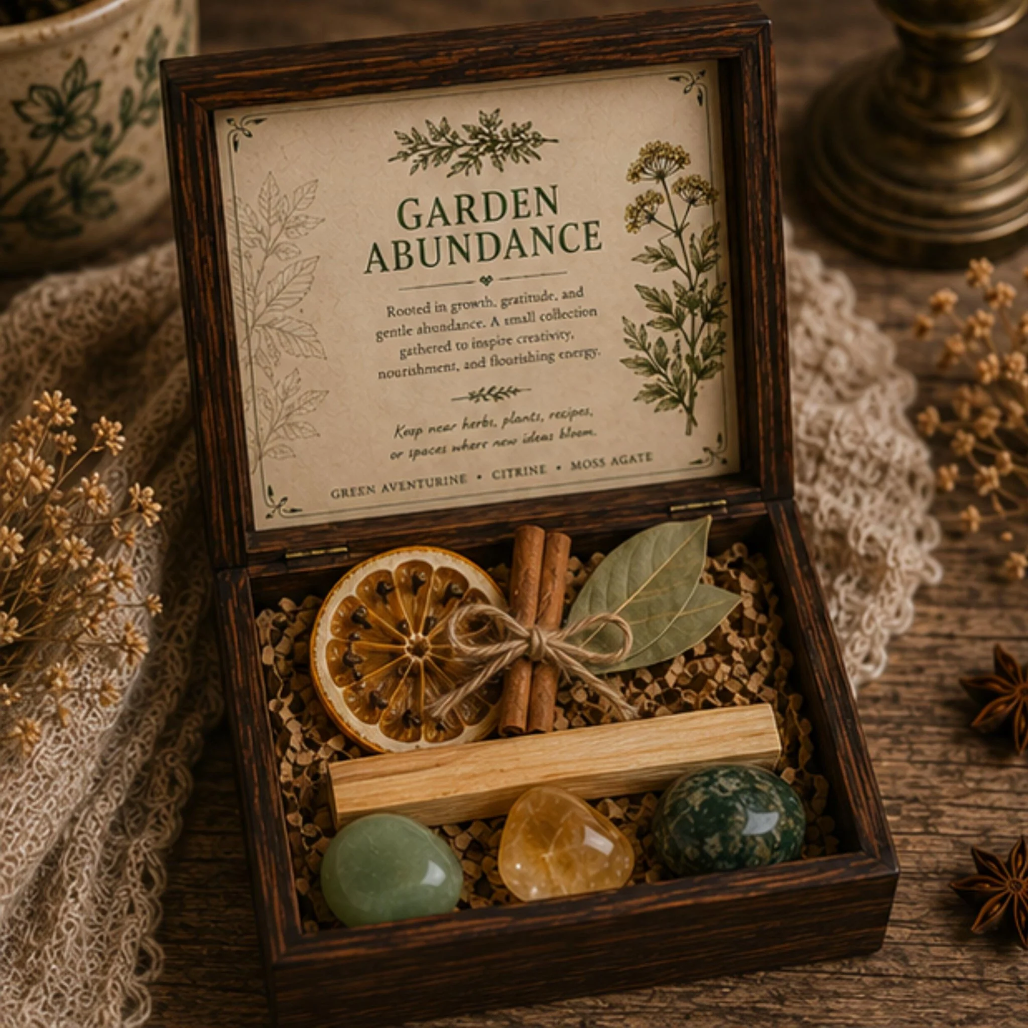 Recyclable Abundance Crystal Set Cottage Garden Lover Decor Gift Heirloom Keepsake Rustic Home Gift User-Friendly