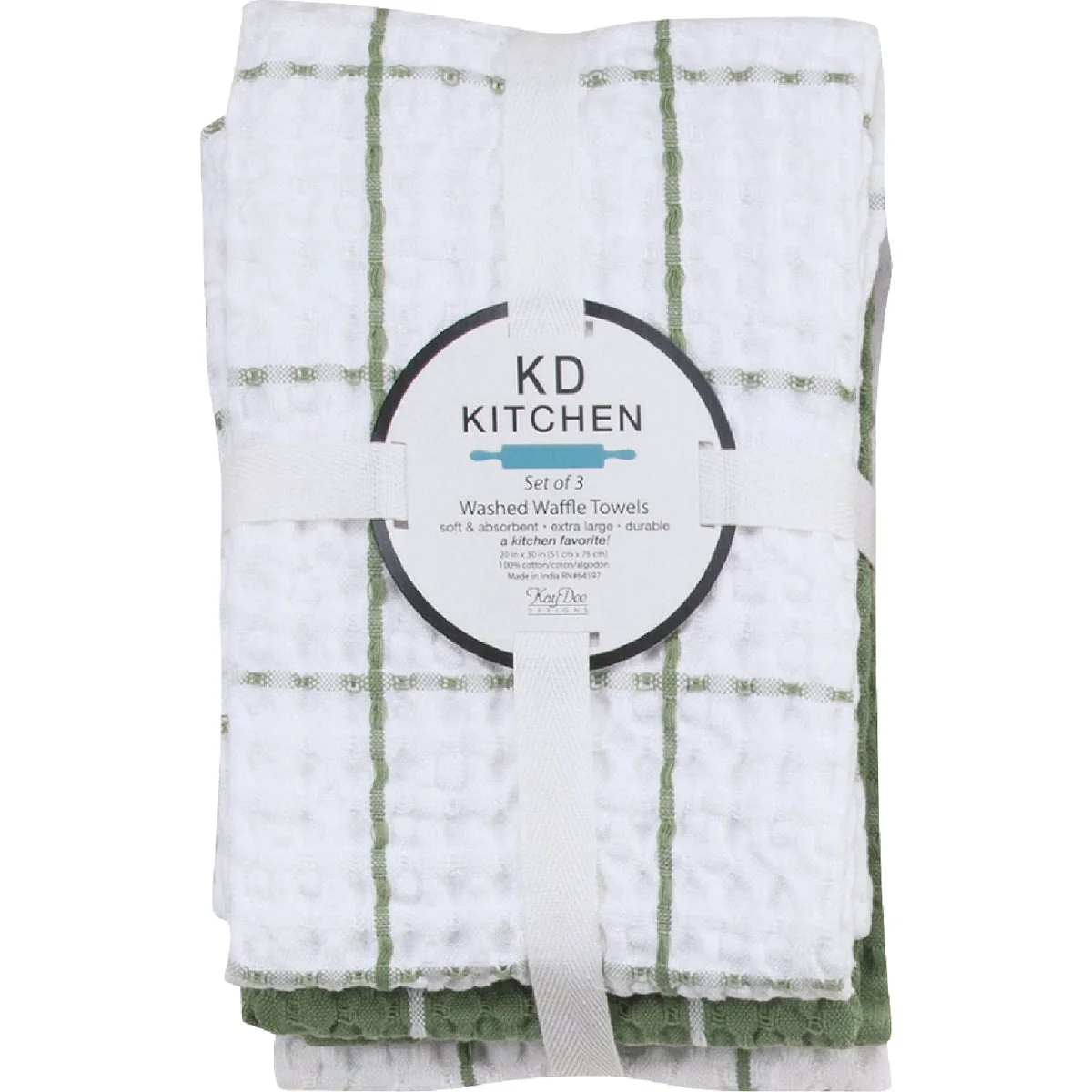 Relaxed Kay Dee Designs Green Tea Waffle Kitchen Towel 3-Pack Easy-to-Use