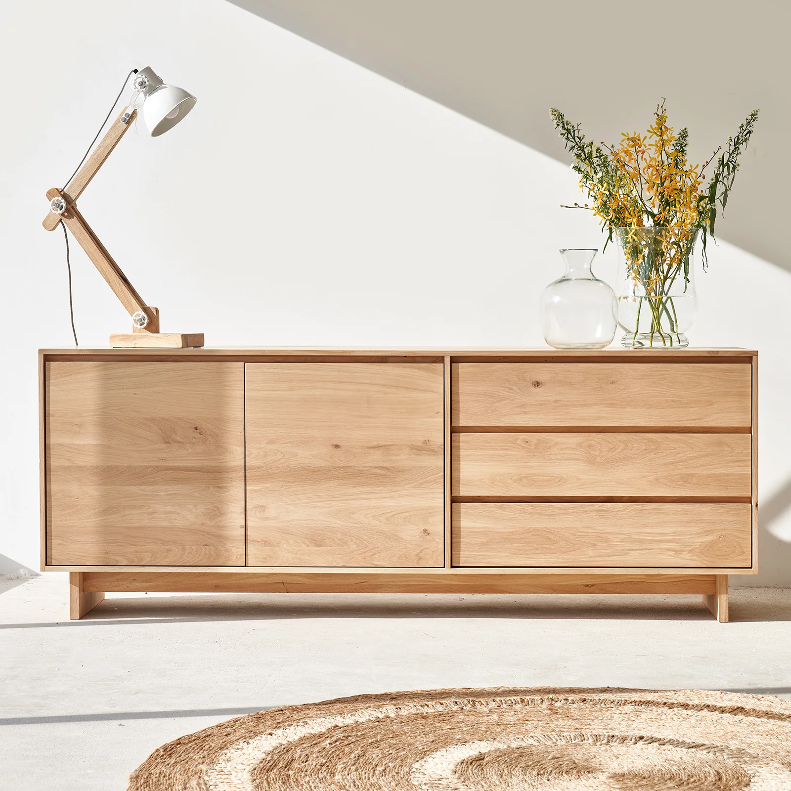 Excellent Wave Sideboard Oak 205cm Crafted