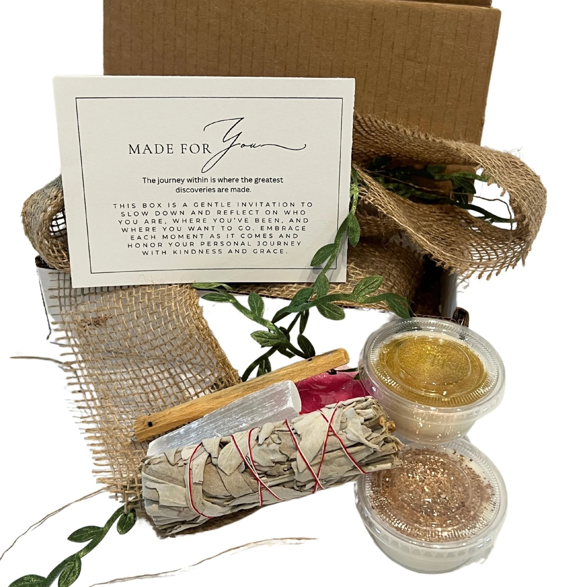 Excellent Spiritual Gift Box Sage Selenite Palo Santo Crystal Wax Melts Traditional