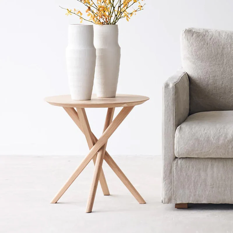 Contemporary Mikado Side Table Oak 50cm Clean