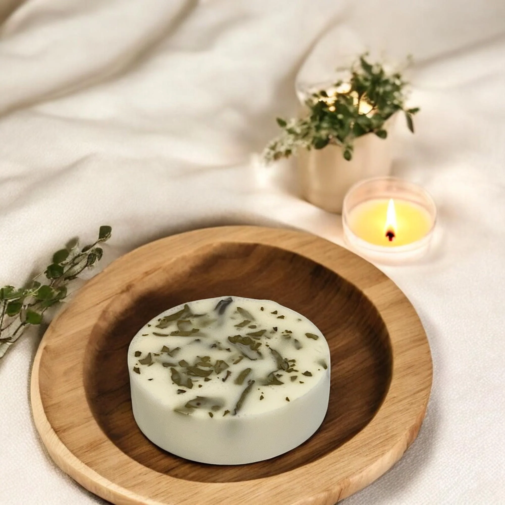 Prestigious Leaf of Life Round Soap Bar Plant-Based Leaf Skincare Elegant