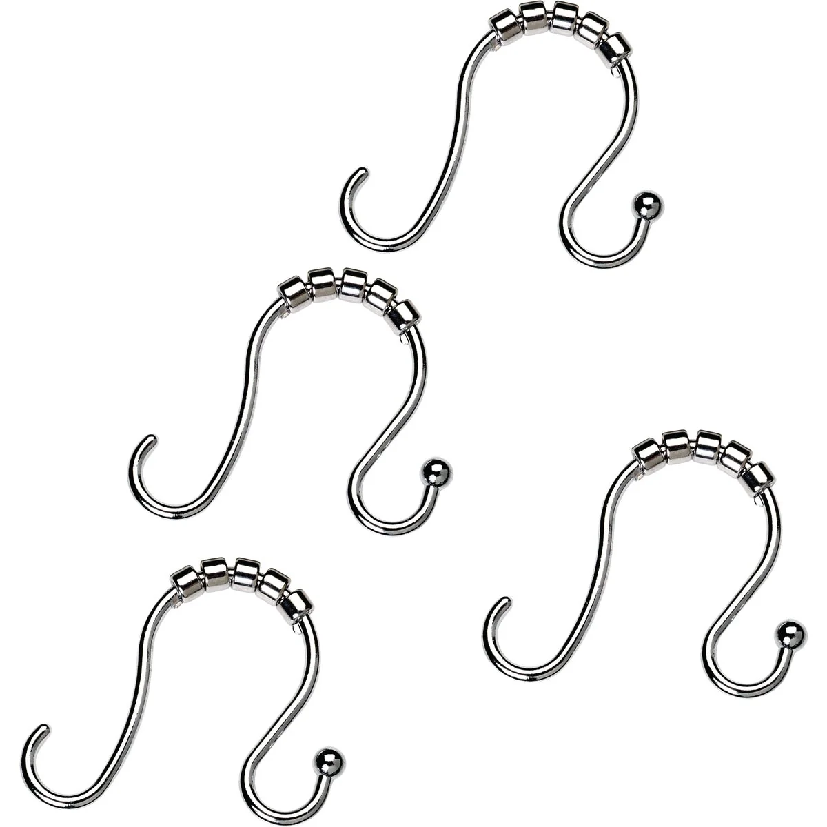 Premium Zenna Home Rustproof Chrome Double Roller Shower Curtain Hooks 12-Count Breathable