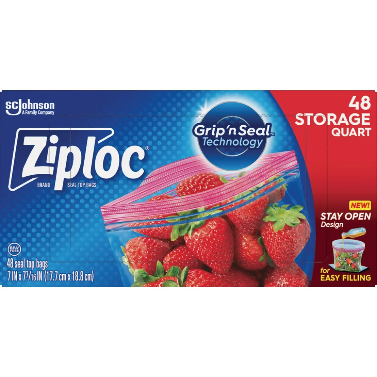 Genuine Ziploc Qt. Food Storage Bag 48-Count Natural