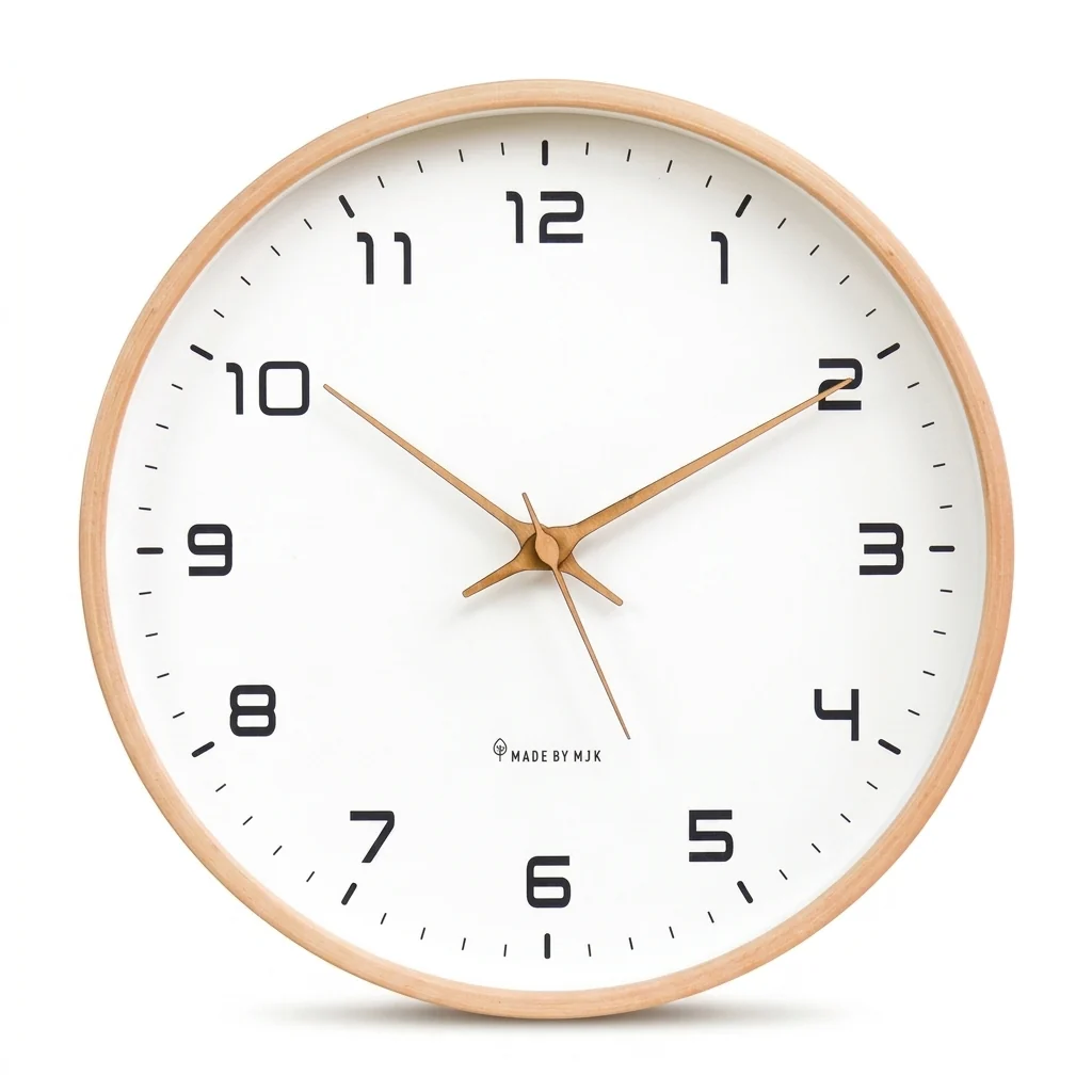 Solid Nordic Wooden Wall Clock Wood Bamboo Silent Dial Fine