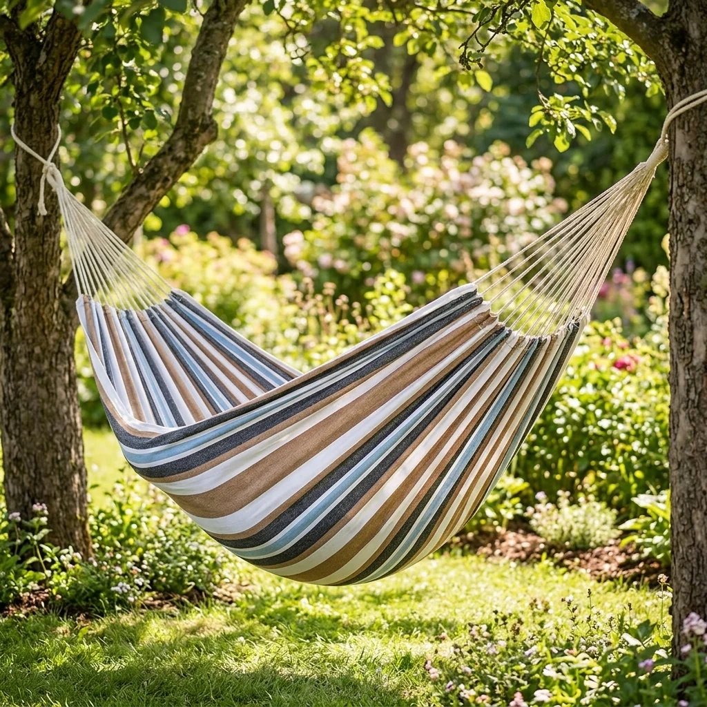 Professional Striped Canvas Hammock Thick Comfy for Lounging Prestigious