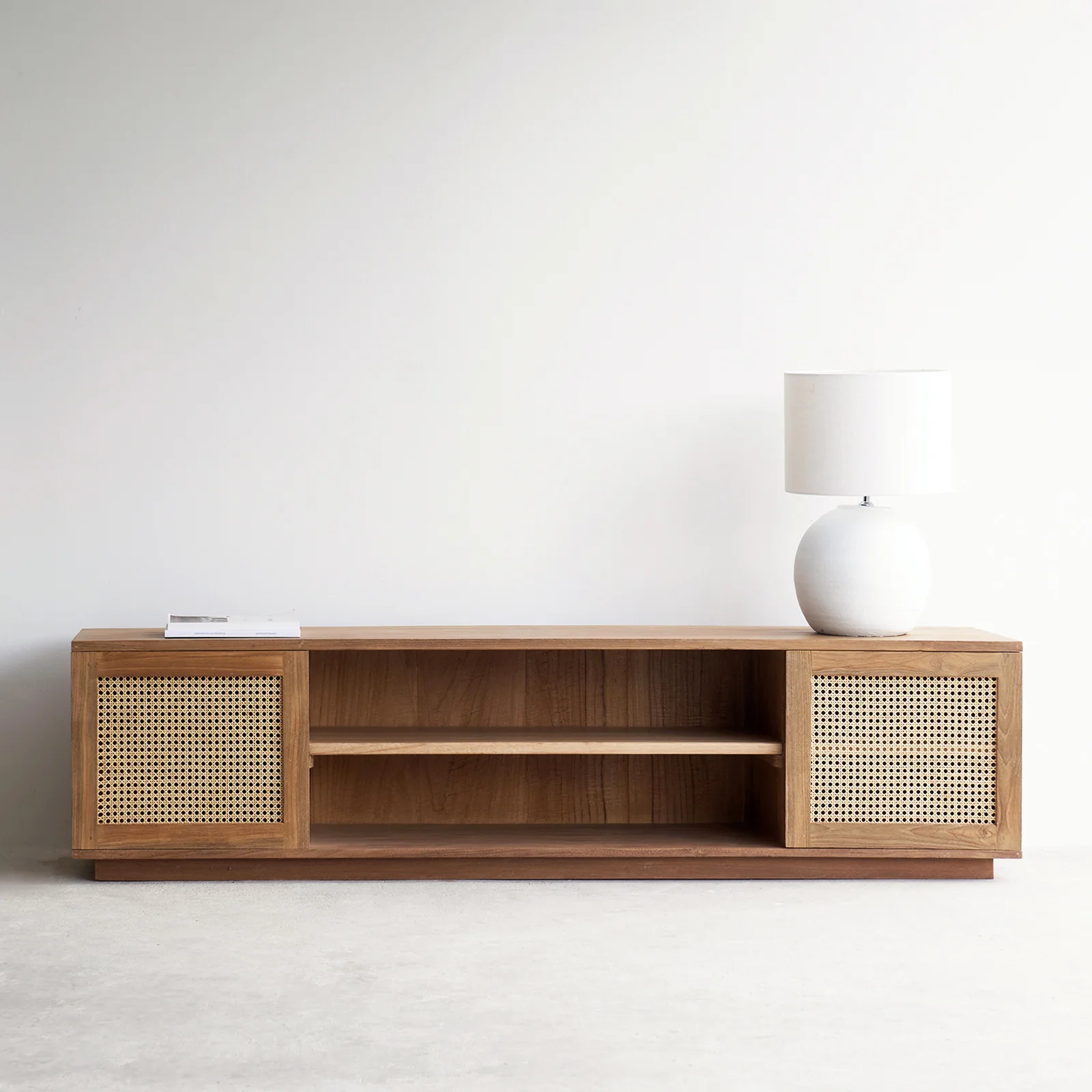 Professional Java TV Console Teak with Rattan - Natural 200cm Luxury