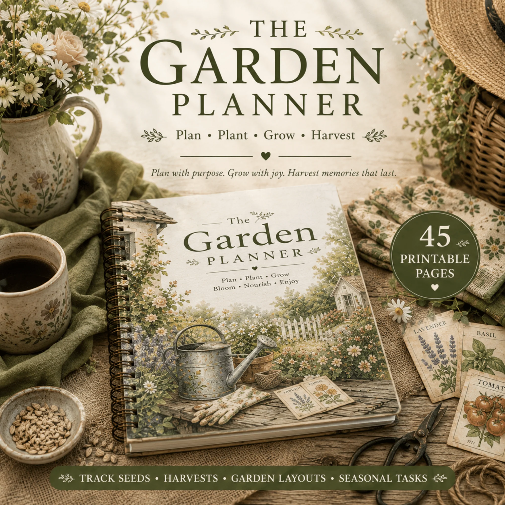 Durable The Cottage Garden Planner Fruit Vegetable Seed Harvest Tracker Homestead Gardening Journal Crafted