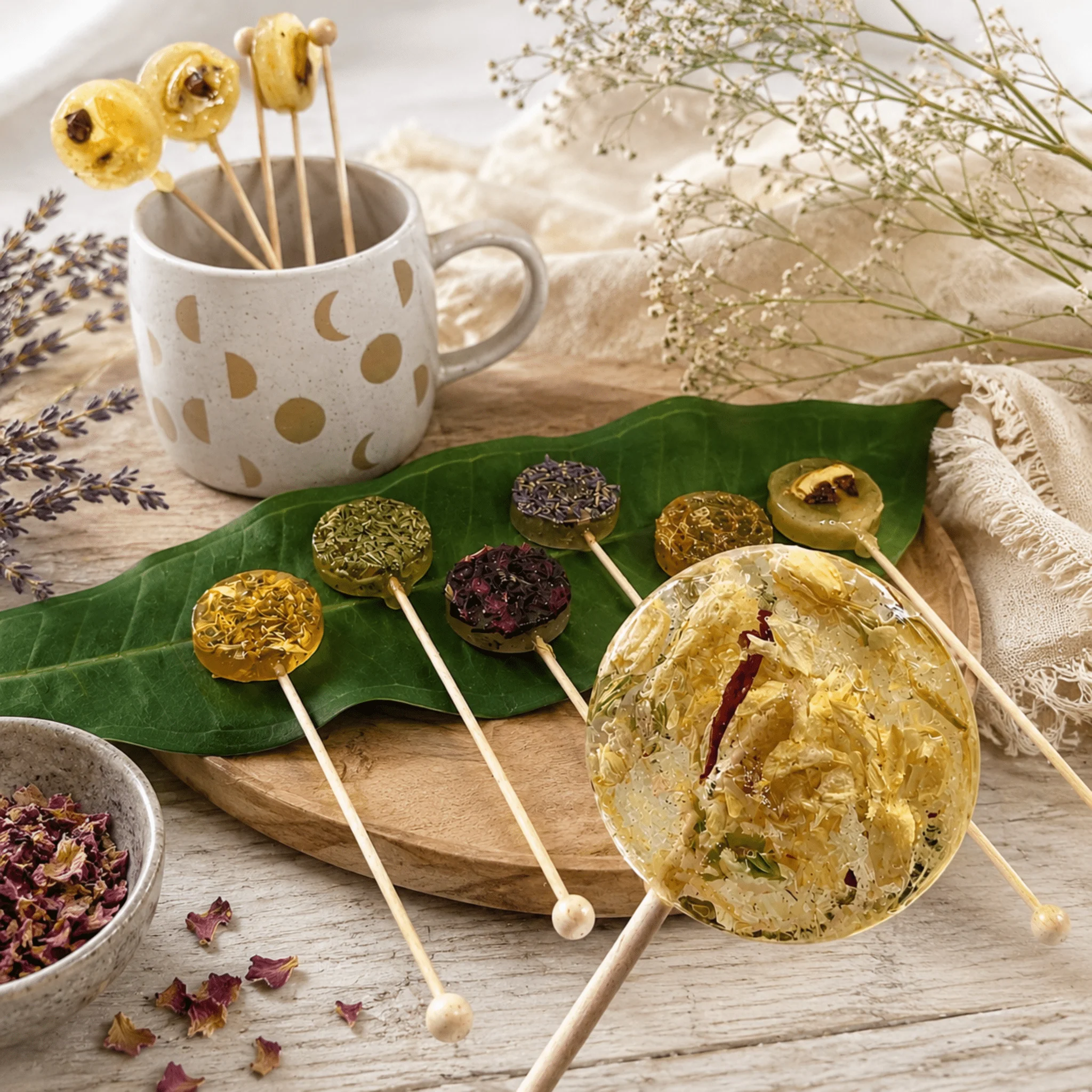Elegant Jasmine Herbal Tea Lollipop Herbal Tea Sweetener Stir Stick Candy Genuine