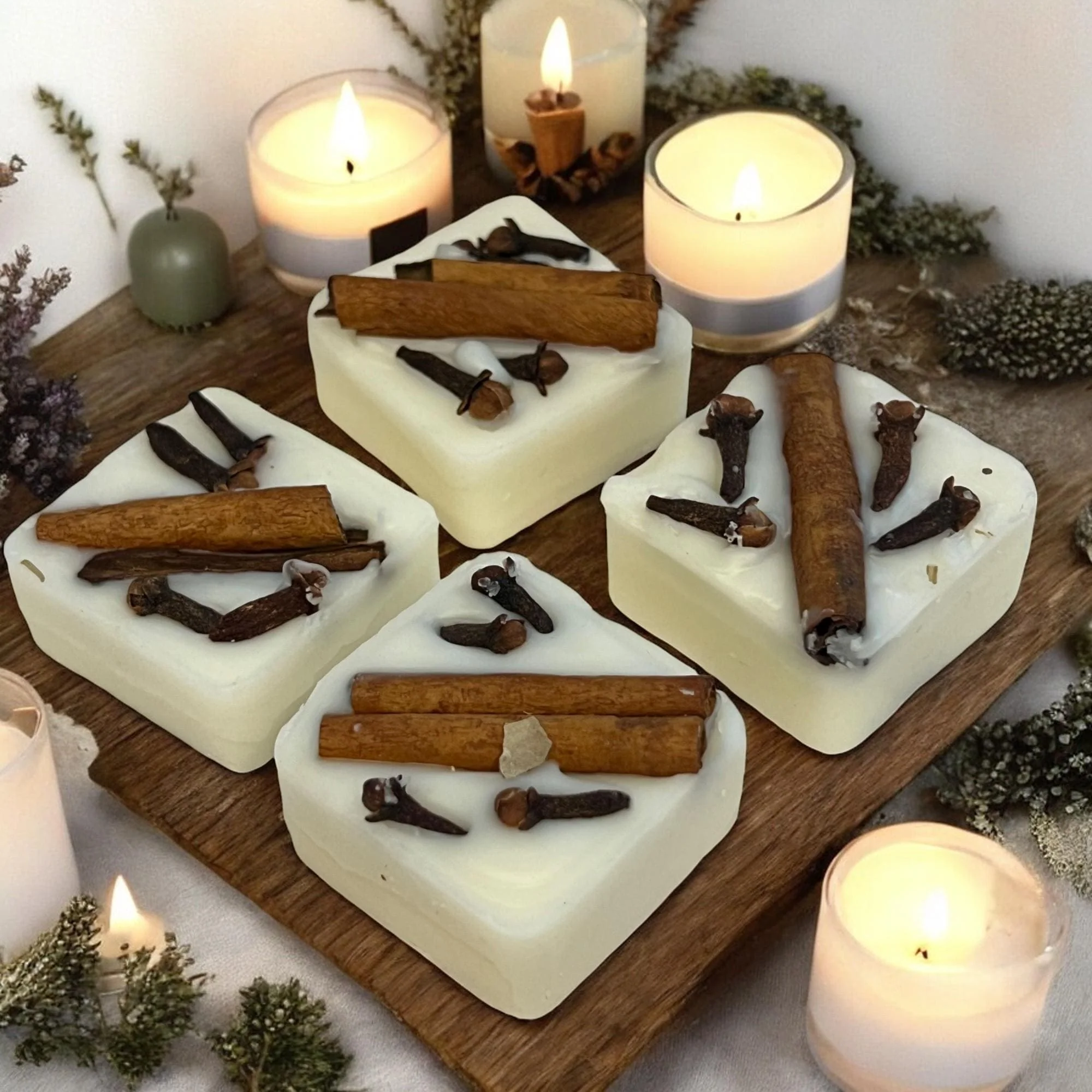 Fashionable Clove Cinnamon Soy Wax Melts Herbal Infused Aromatherapy Tarts Set of 12 Safe