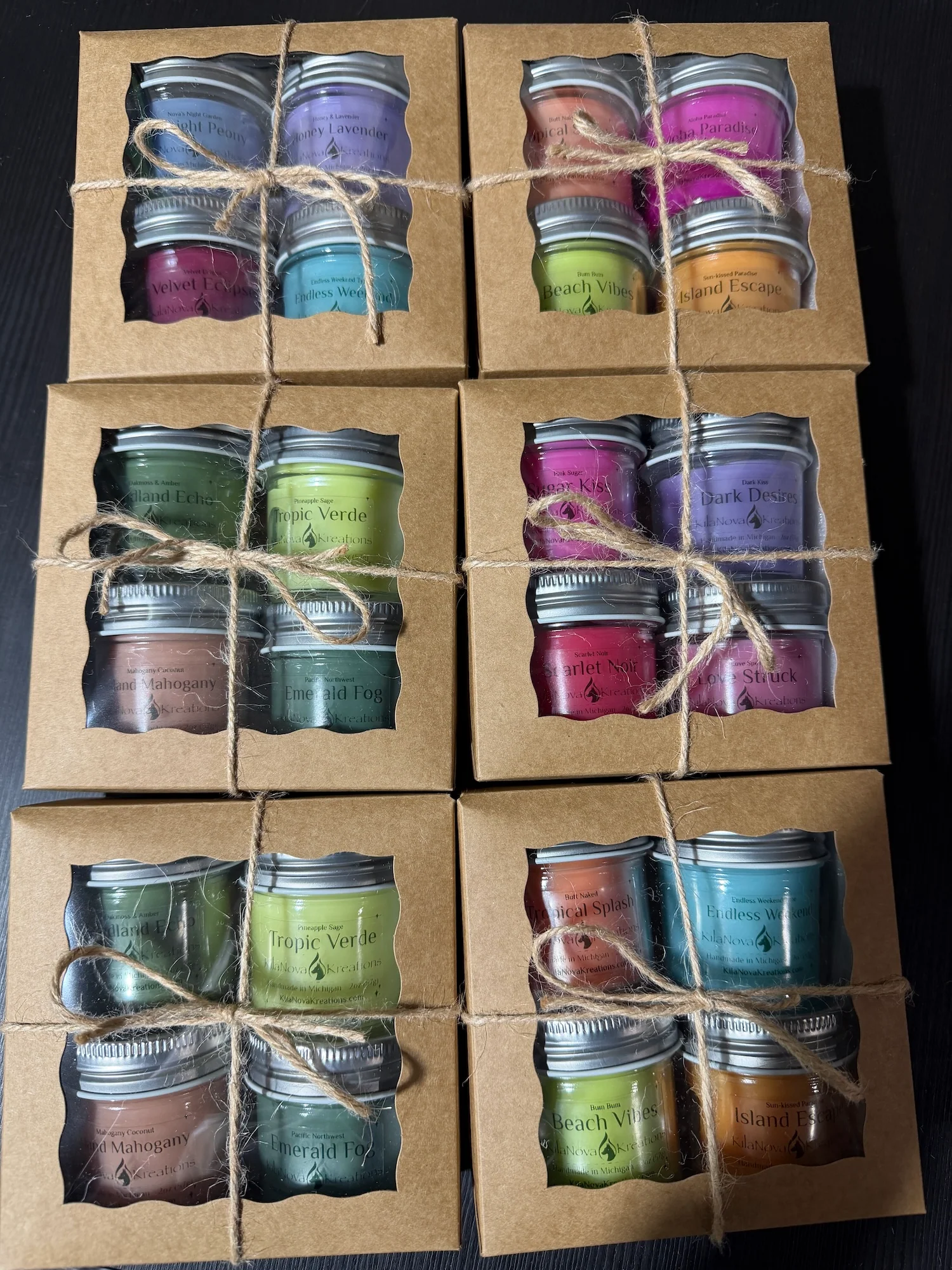 Contemporary Candle 4 Packs 2oz Sample Scent Story Boxes High-Quality