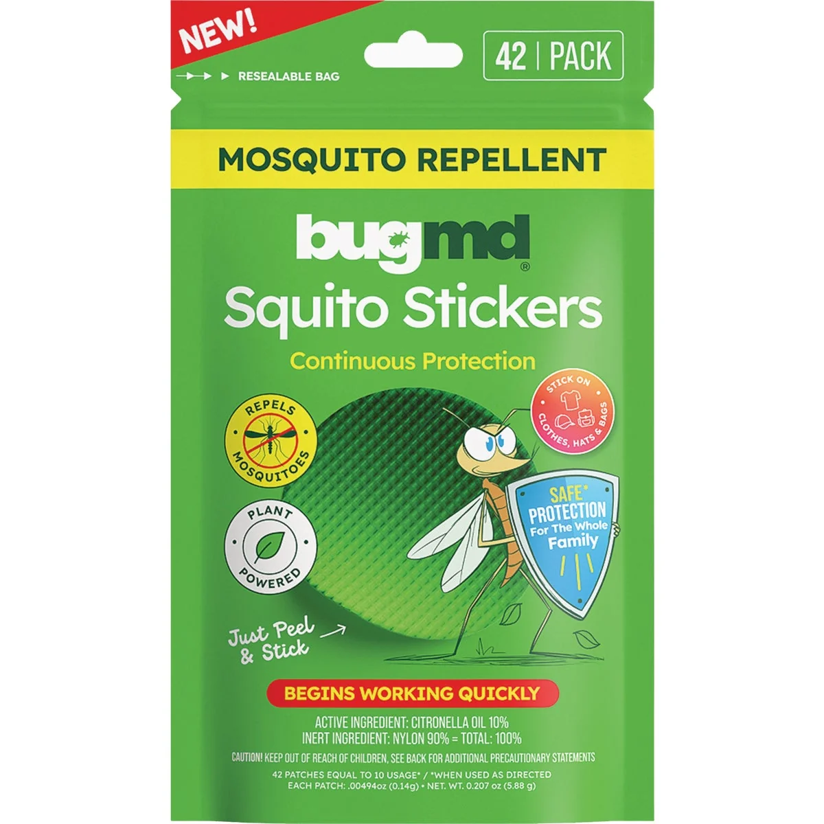 Excellent BugMD Squito Stickers Insect Repellent 42-Ct. Authentic