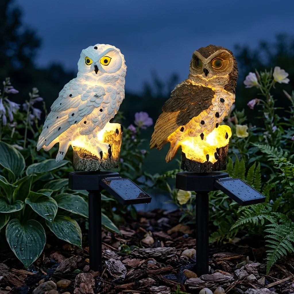 Enhanced Solar Garden Ornament Charges by Day Glows at Night Artisan