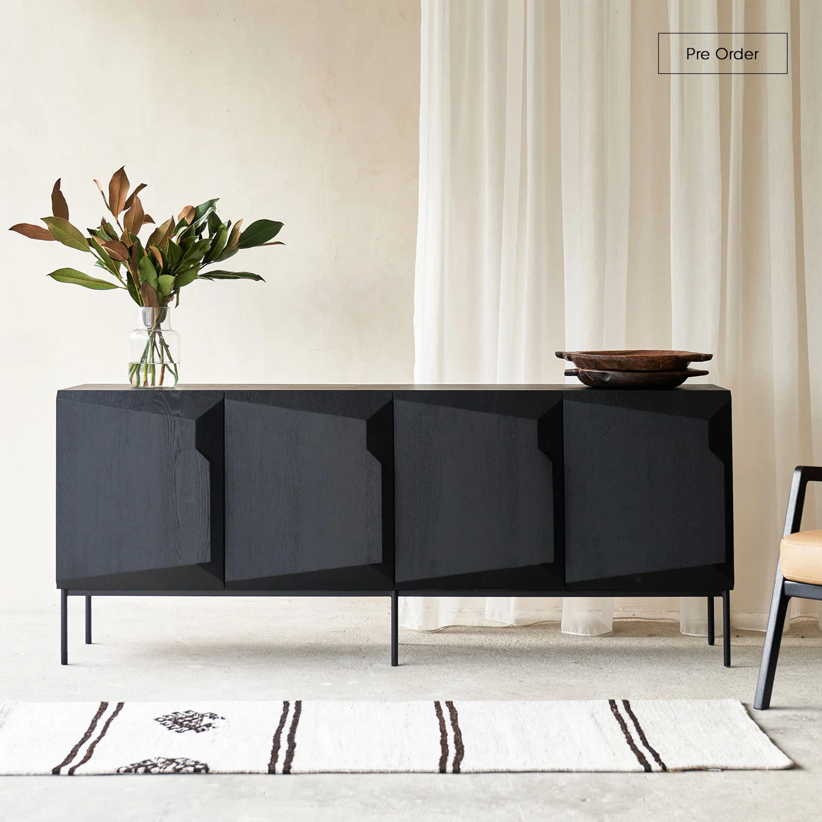 Enhanced Stairs Sideboard Oak – Black 200cm Traditional