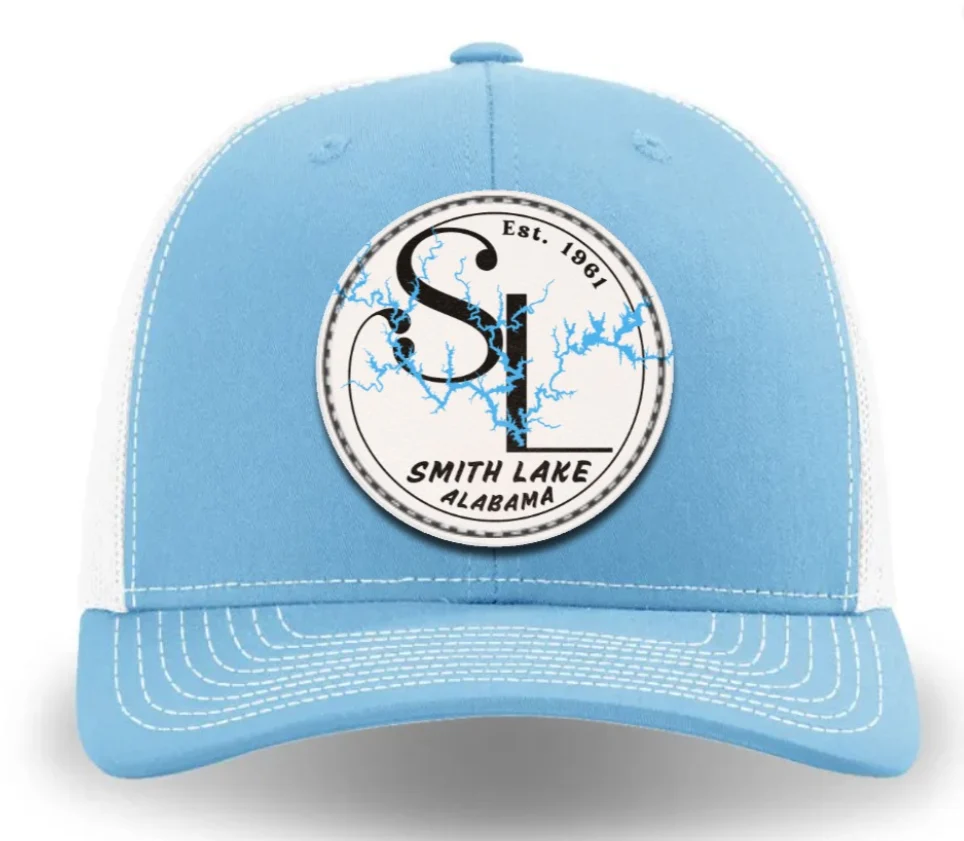 Original Design Smith Lake SL Logo Dyed Leather Patch Trucker Hat Environmentally Friendly