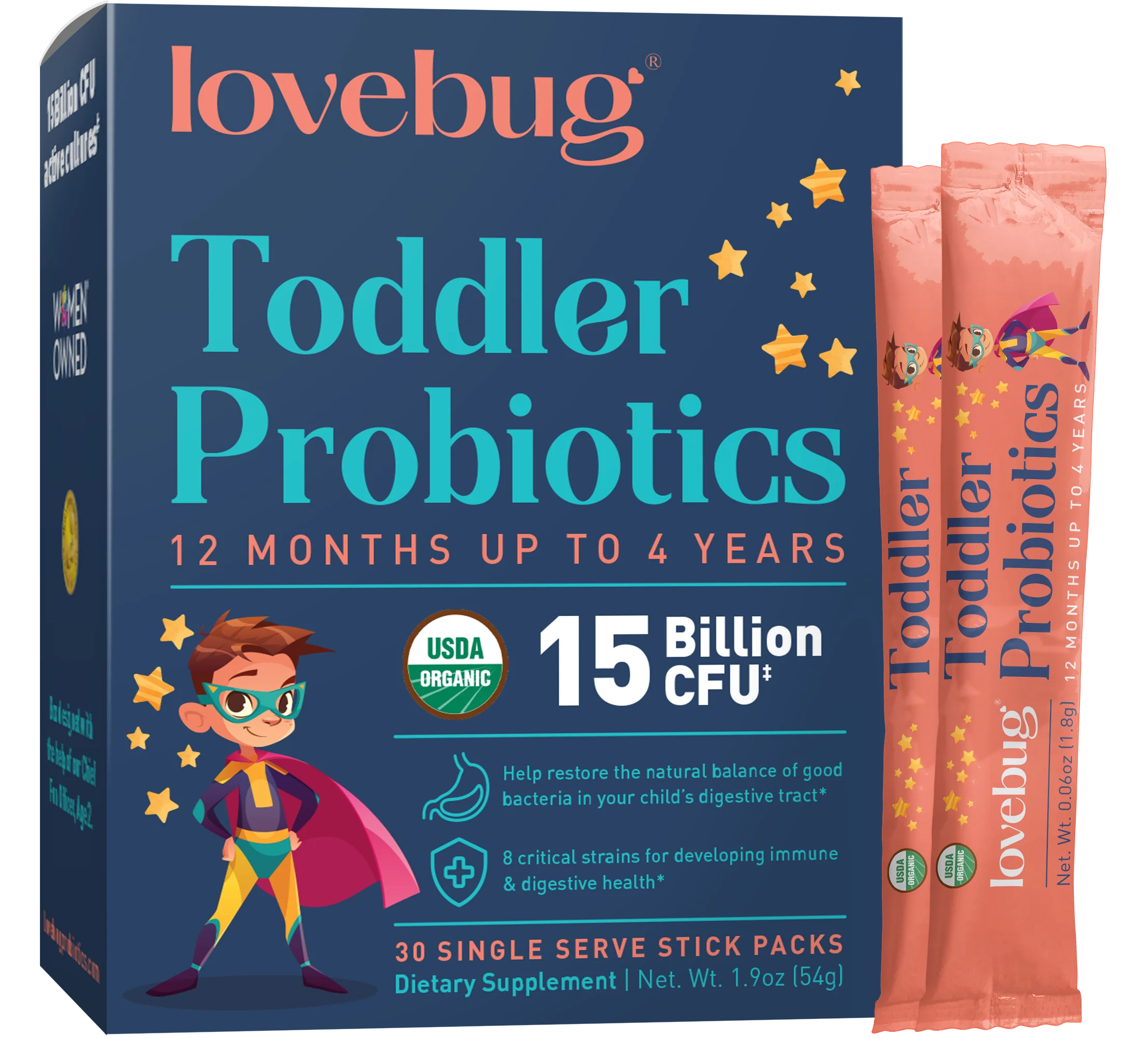 Trendy Lovebug Toddler Probiotics – 12 Months – 4 Yrs – Powder Smart