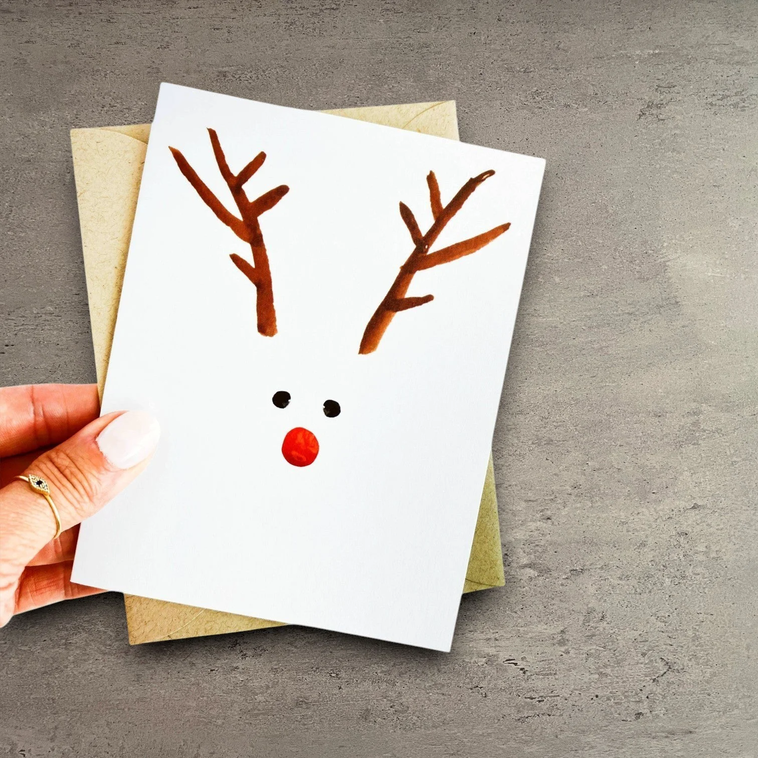 Fast Minimalist Reindeer Holiday Card Original