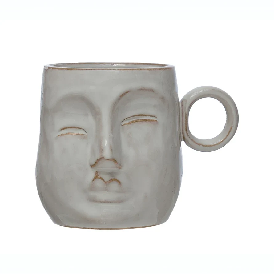 Environmentally Friendly Stoneware Face Mug – Reactive Glaze Contemporary