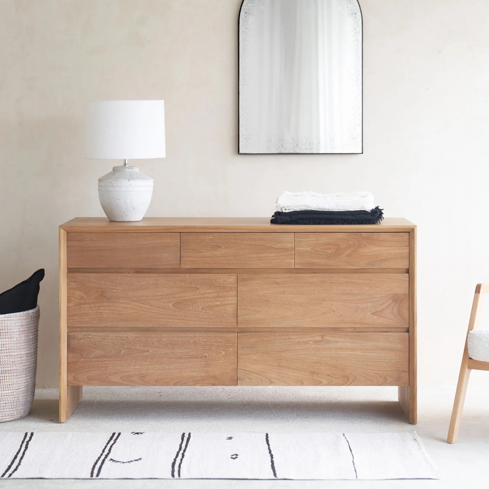 Easy-to-Use Norman Chest of Drawers Teak 150cm Recyclable