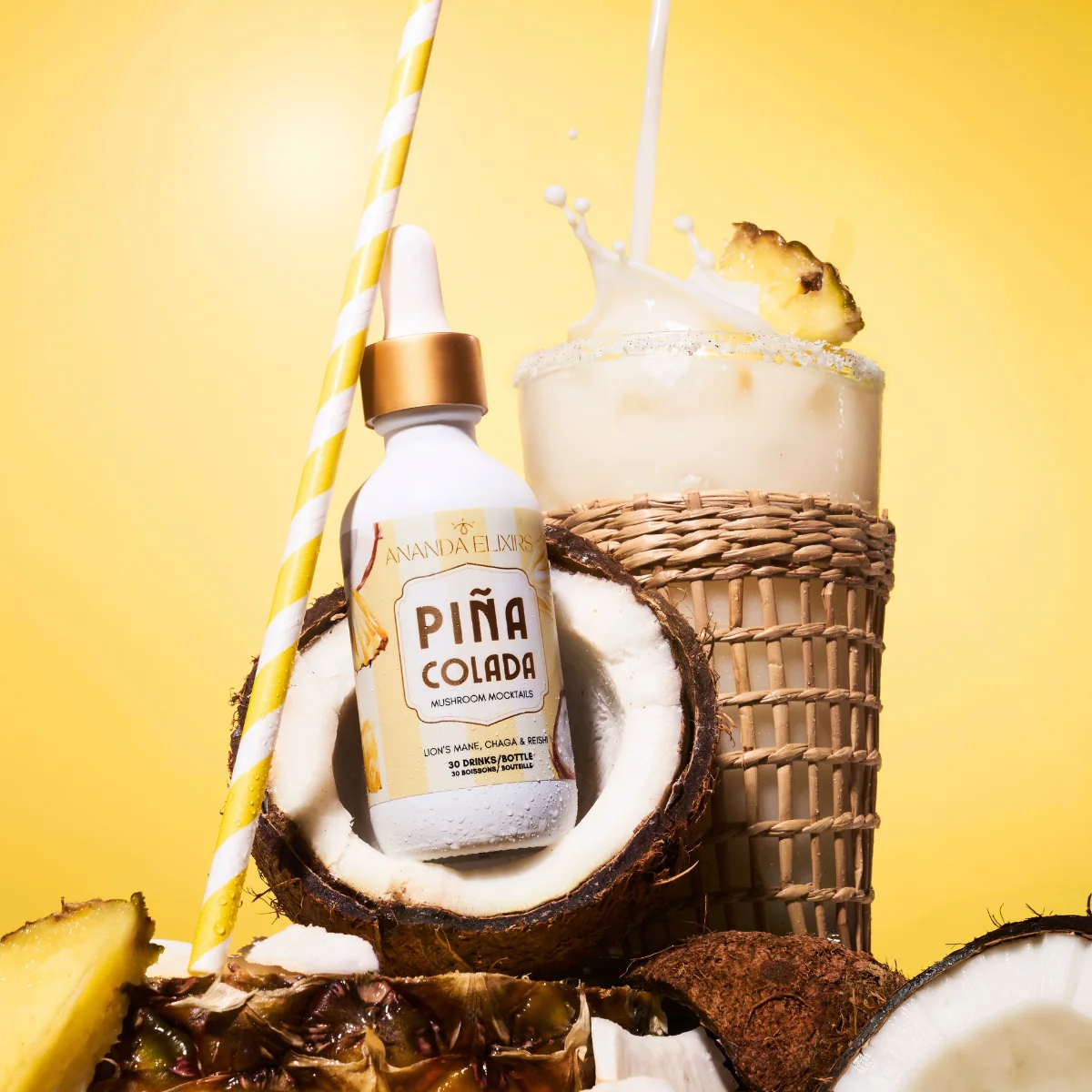 Detailed Mushroom Mocktails Piña Colada Healthy