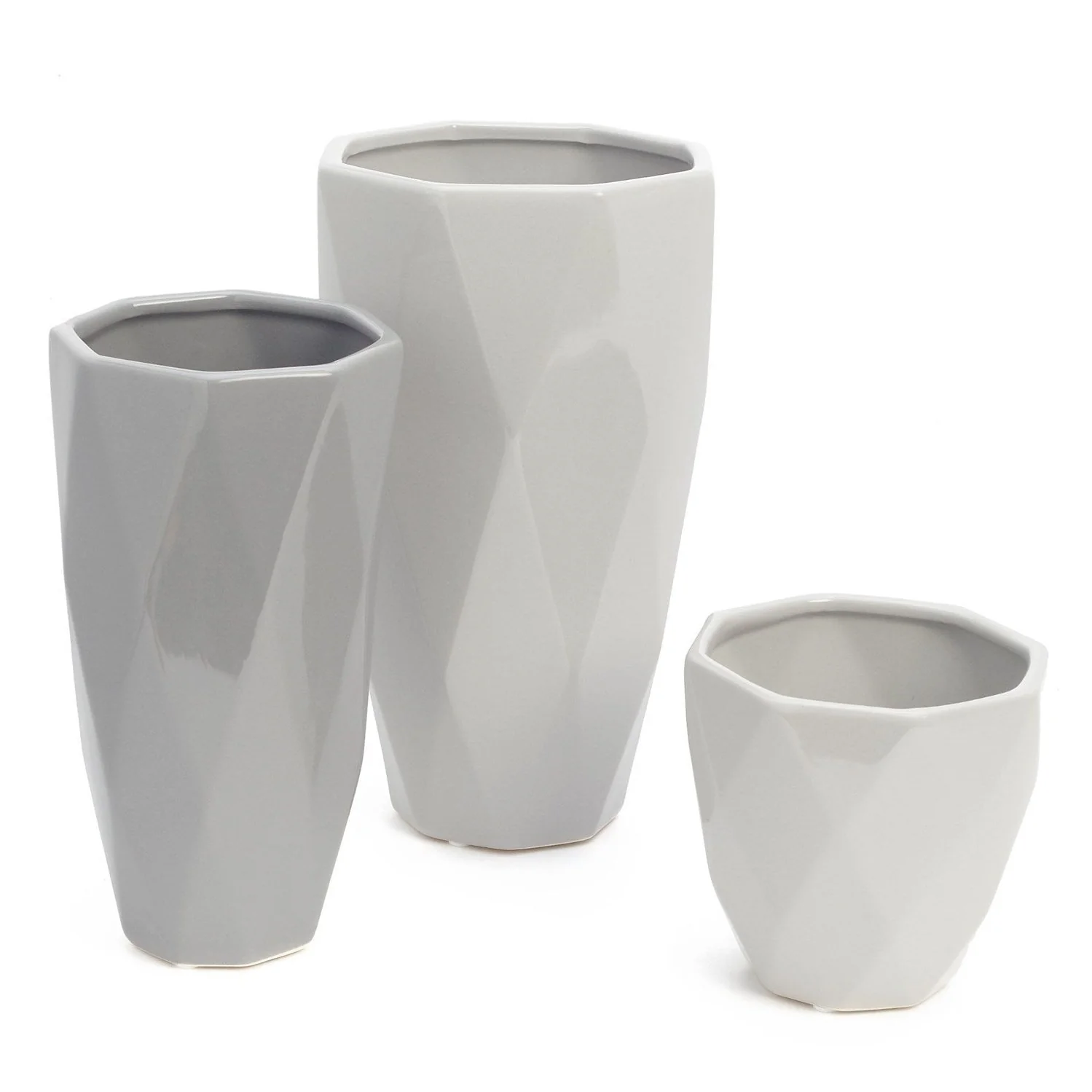 Premium Almada Small Ceramic Geo Vase Dr Grey Enhanced
