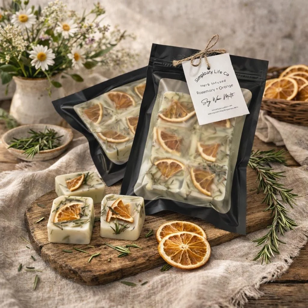 Solid Lemon Rosemary Wax Melts Herbal Home Fragrance Botanical Aromatherapy for Tart Warmers Crafted