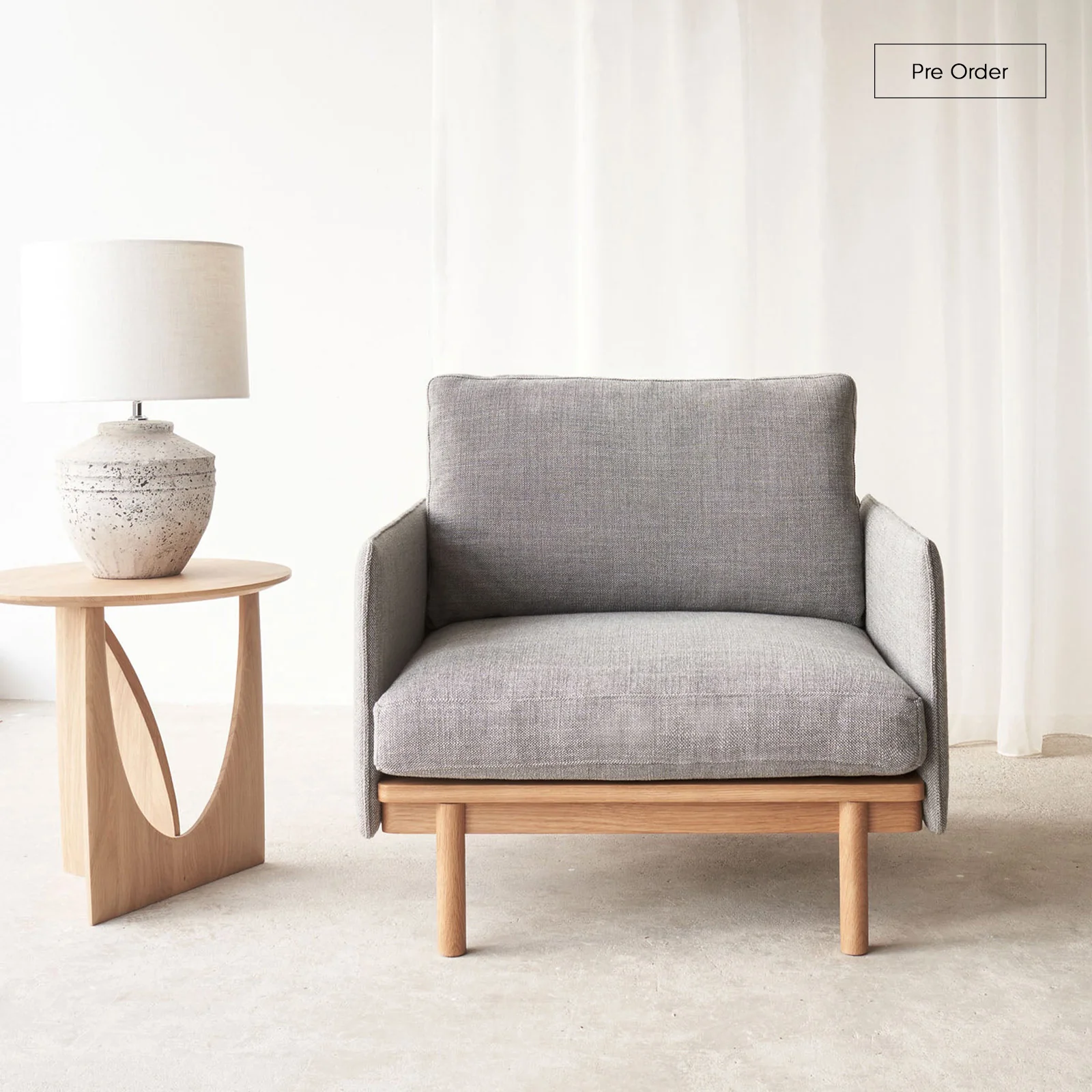 Consistent Pensive Armchair Oak – Bespoke Fabric Exceptional