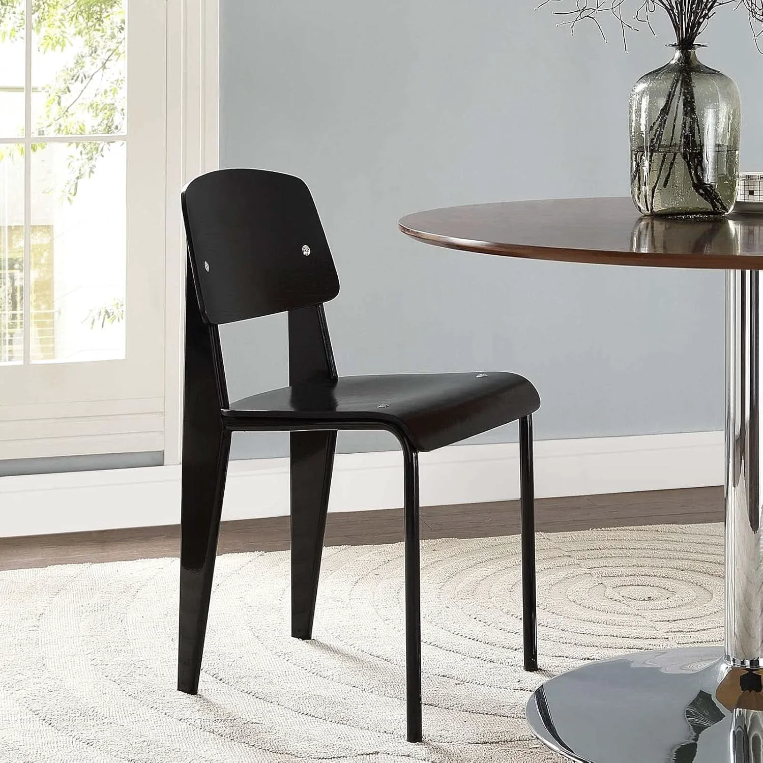 Selected Black Premium Contemporary TubularSteel Hardwood Dining Chair Eco-Friendly