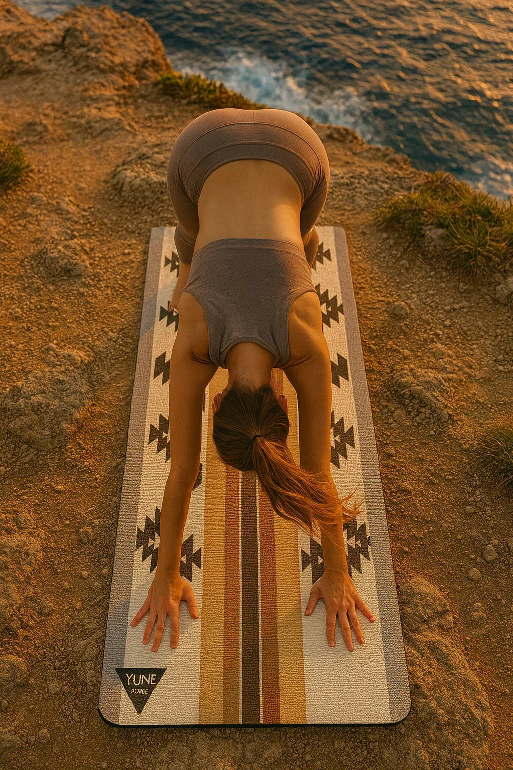 Elegant Bear Creek Sand Yoga Mat – 6 mm Extra Thick Double-Sided Non-Slip Eco-Friendly PER with Neutral Sand Tone Design Yune Yoga Premium