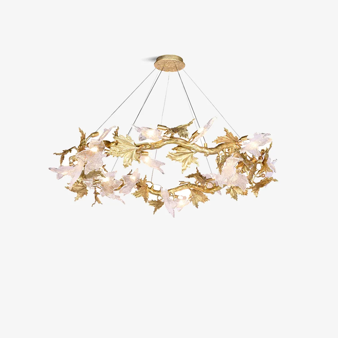Authentic Golden Maple Leaf Chandelier Carefully Designed