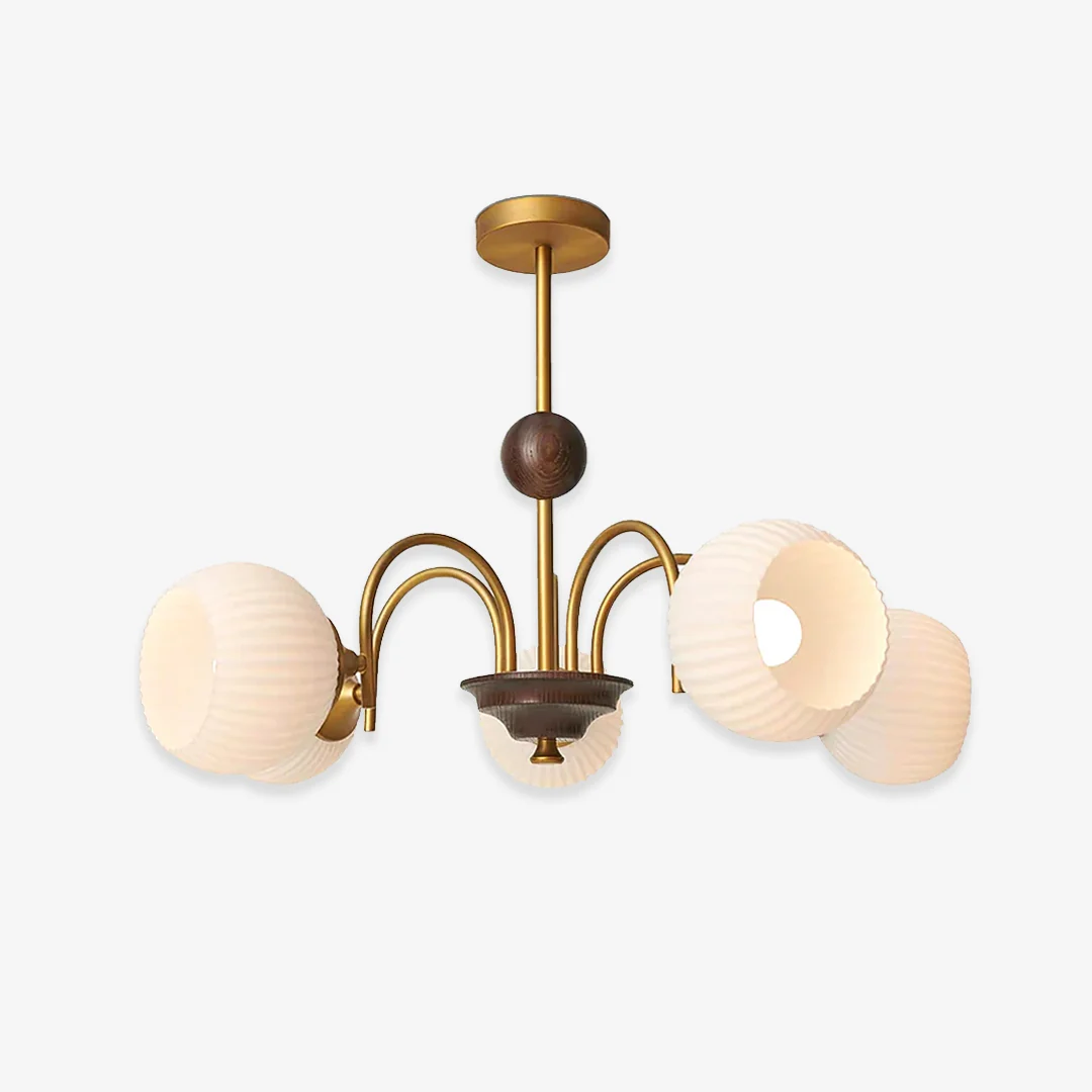 Casual Modern Sculptural Glass Ribbed Chandelier Elite