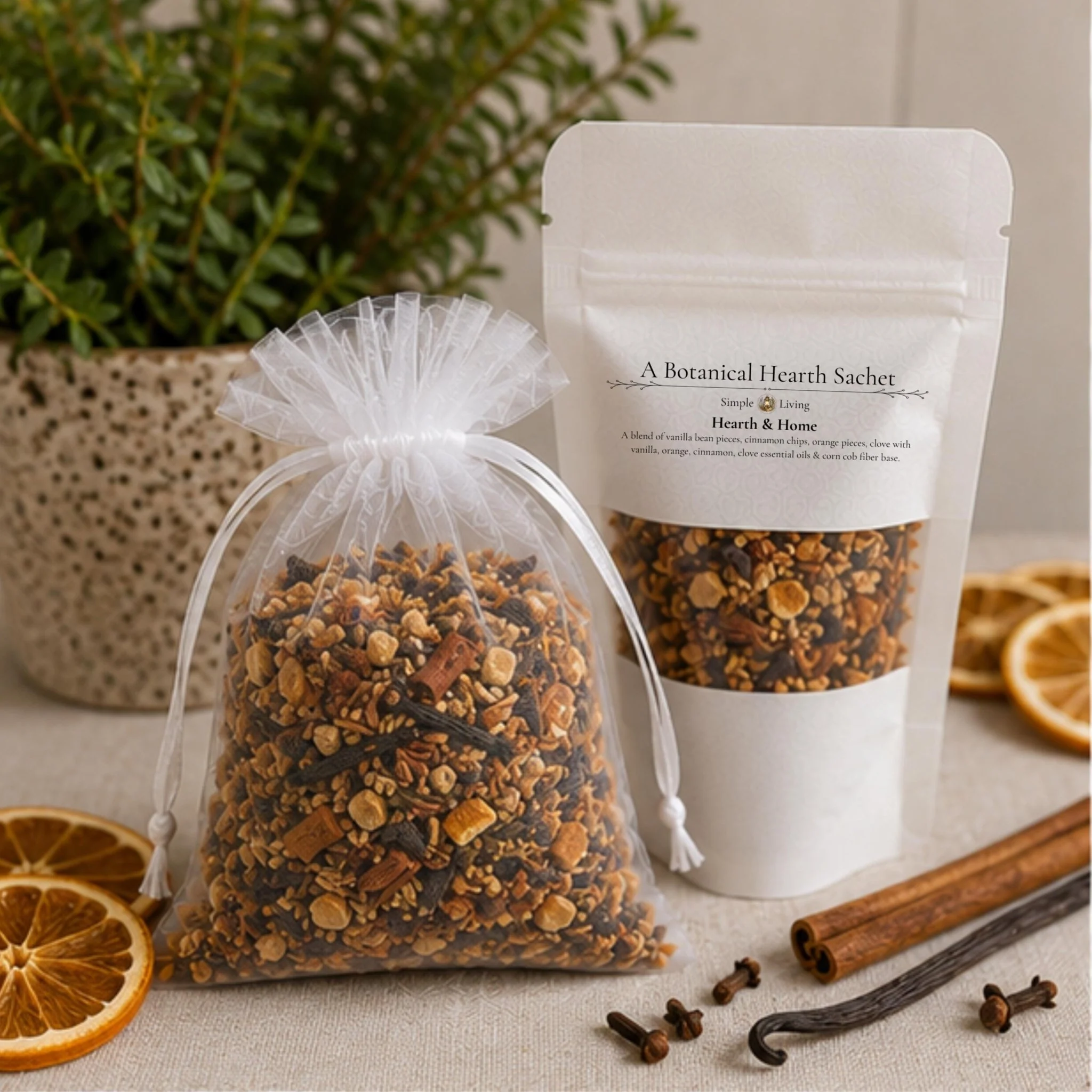 High-End Cozy Home Fragrance Sachet Hearth and Home Aromatherapy Orange Vanilla Spice Botanical Gift Environmentally Friendly