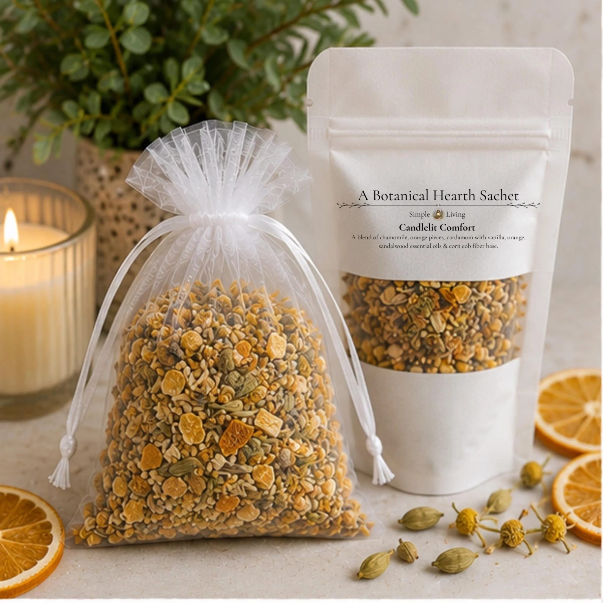 Healthy Warm Citrus Home Fragrance Sachet Candlelit Comfort Aromatherapy Orange Cardamom Cozy Botanical Gift Exceptional