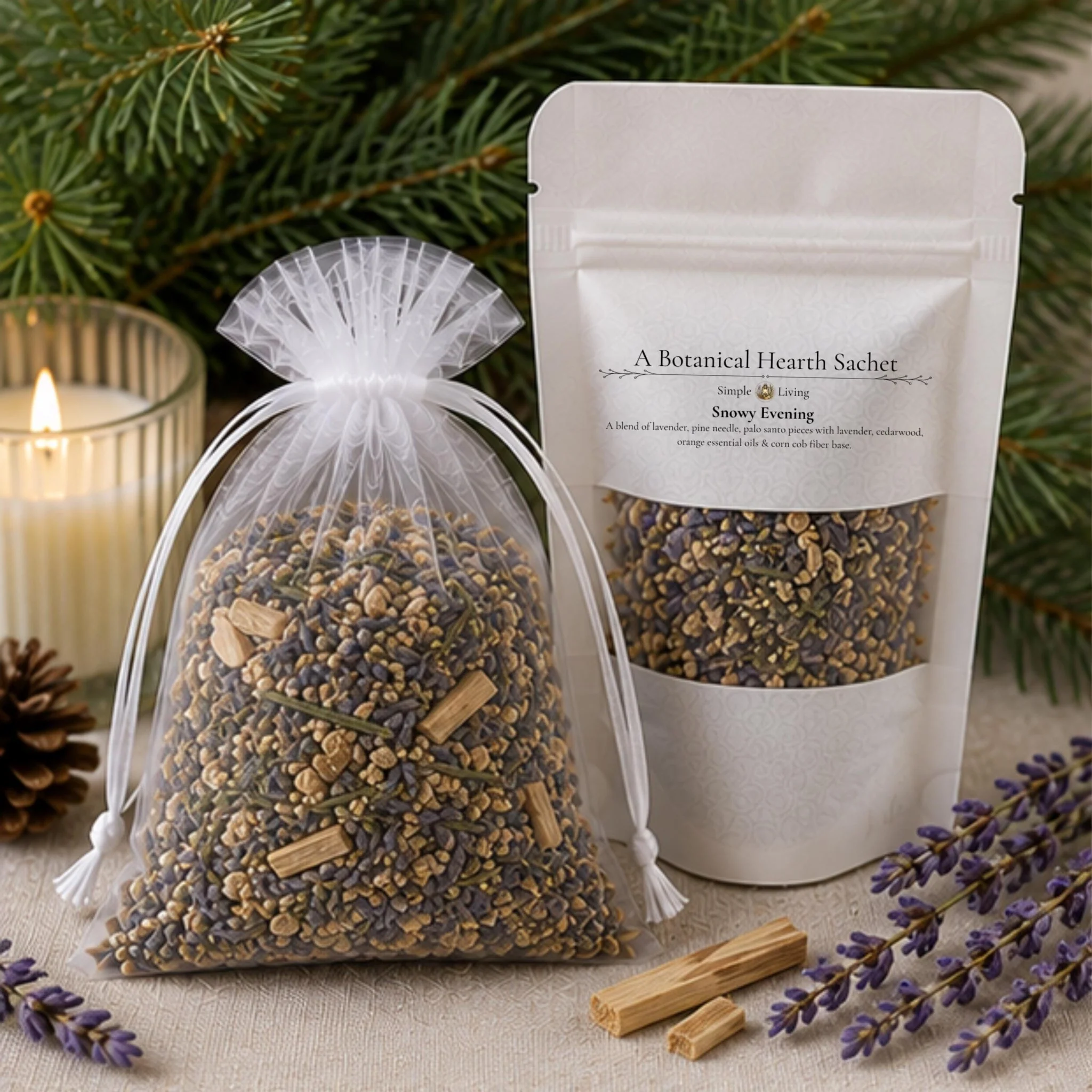 Expertly Made Woodland Lavender Sachet Pillow Sachet Natural Home Snowy Evening Pine Palo Santo Cozy Gift Top-Quality