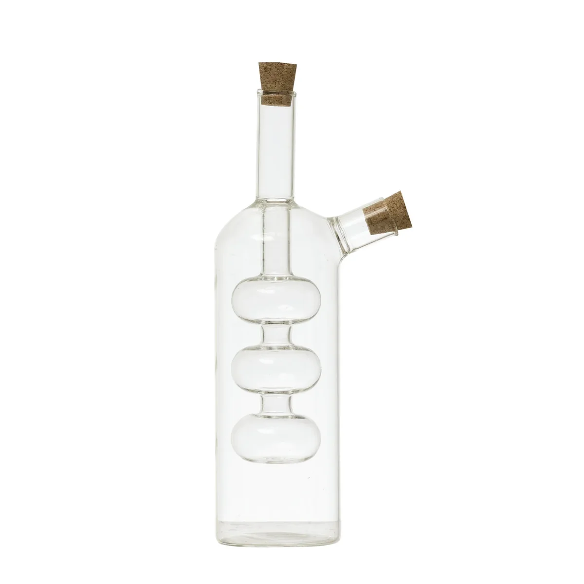 Fine Crafted Glass Oil and Vinegar Cruet with Cork Stoppers Professional