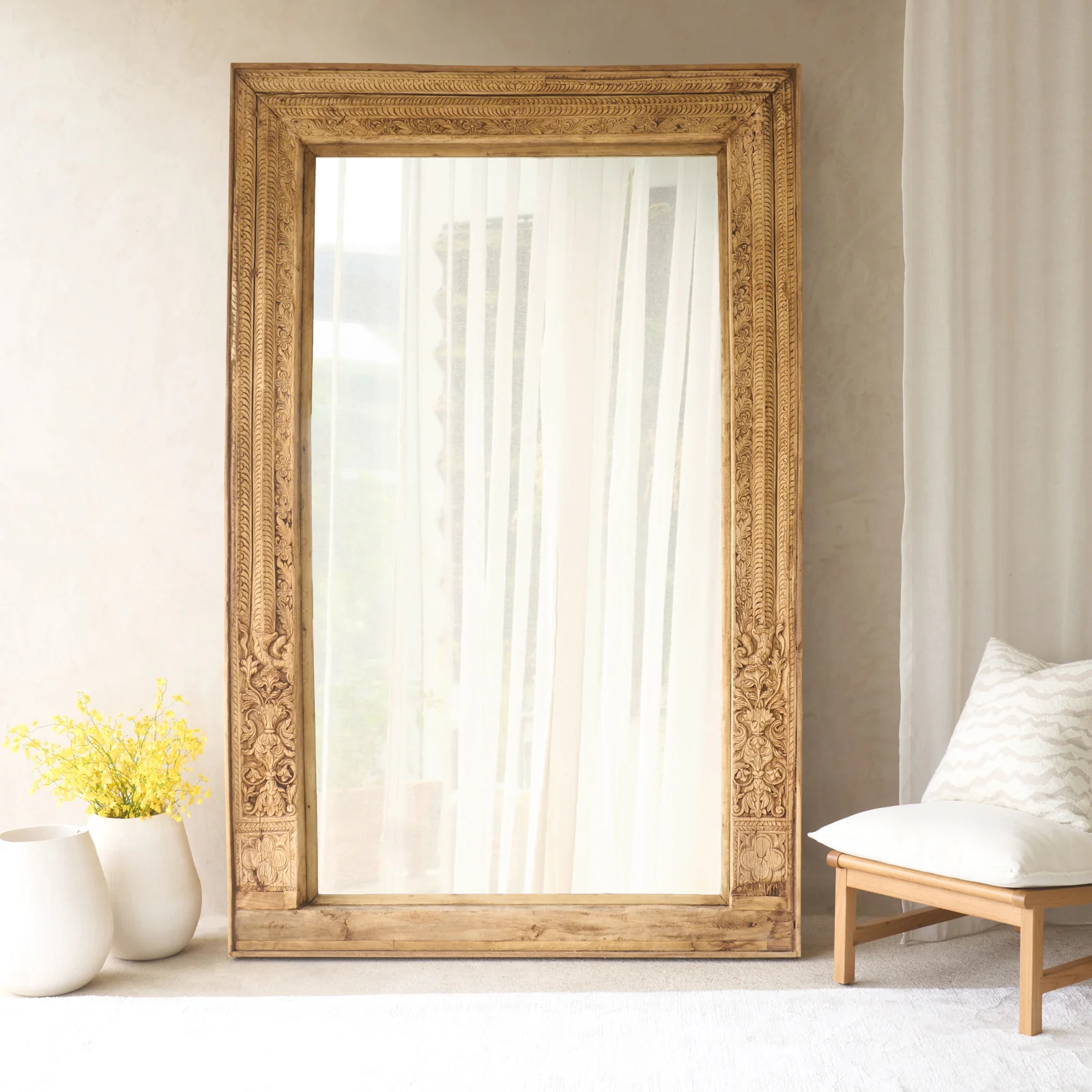 Organic Reclaimed Architectural Teak Mirror A Fine