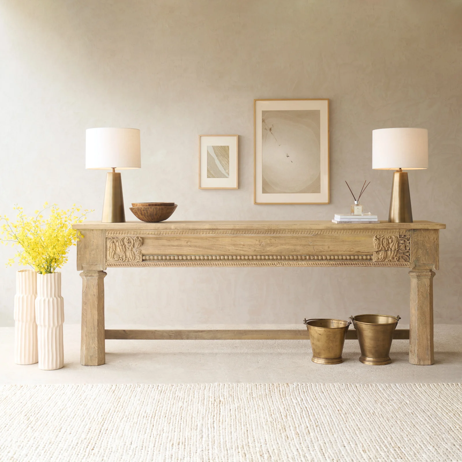 World-Class Reclaimed Carved Teak Console No. 2 Pure
