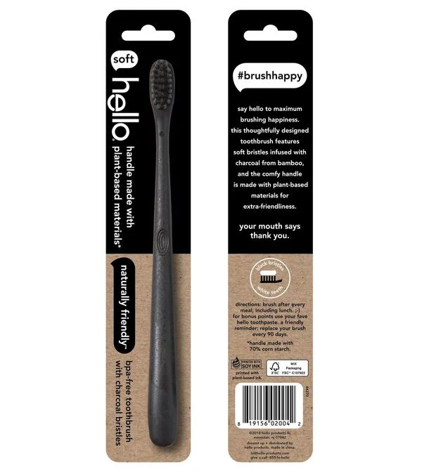 High-End hello Charcoal Bristle BPA- Toothbrush Comfortable