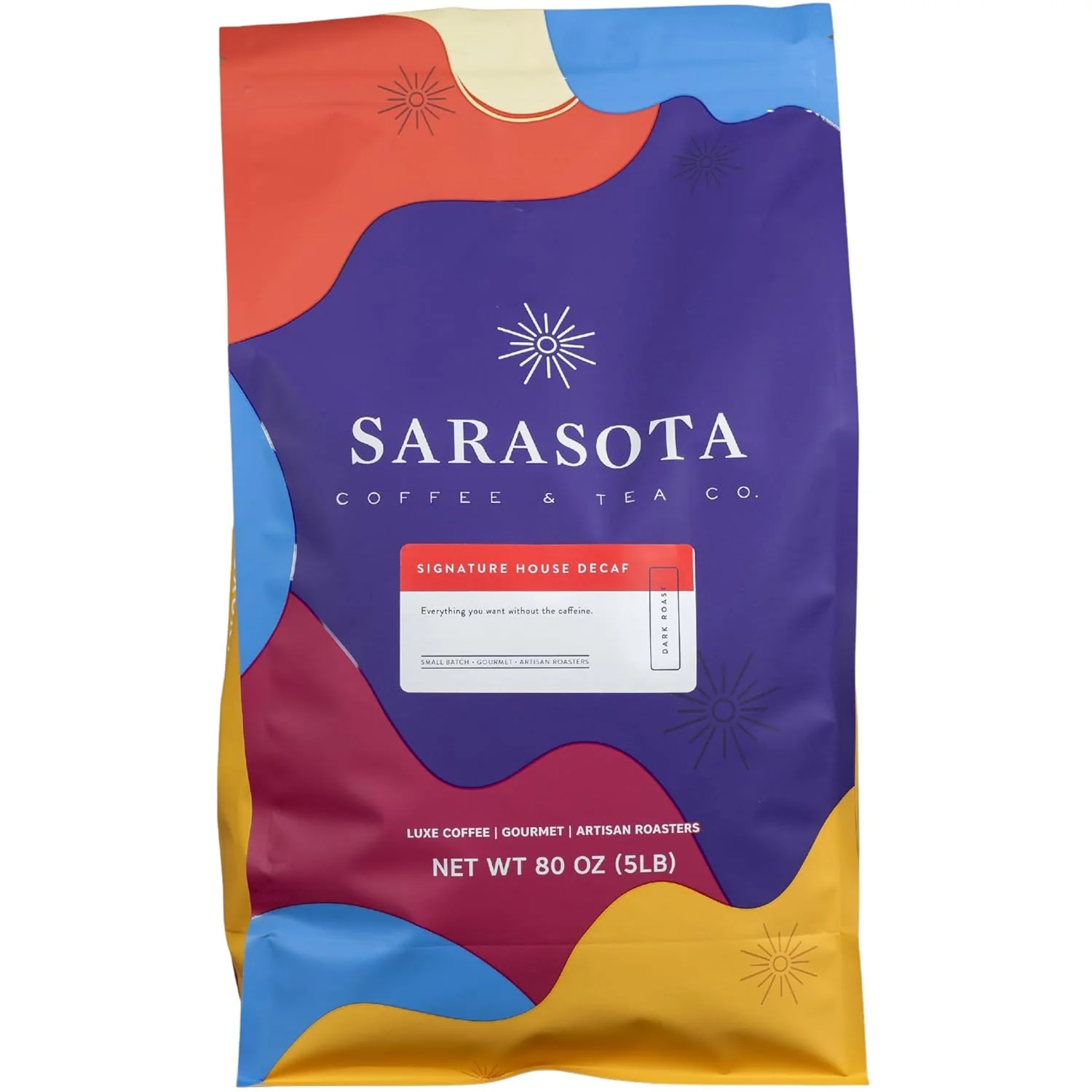Responsible Sarasota Coffee Whole Bean Decaf Dark Roast Gourmet Decaffeinated Coffee Beans Low Acid Mold Specialty Grade Bulk Beans 5lb 80 oz Professional