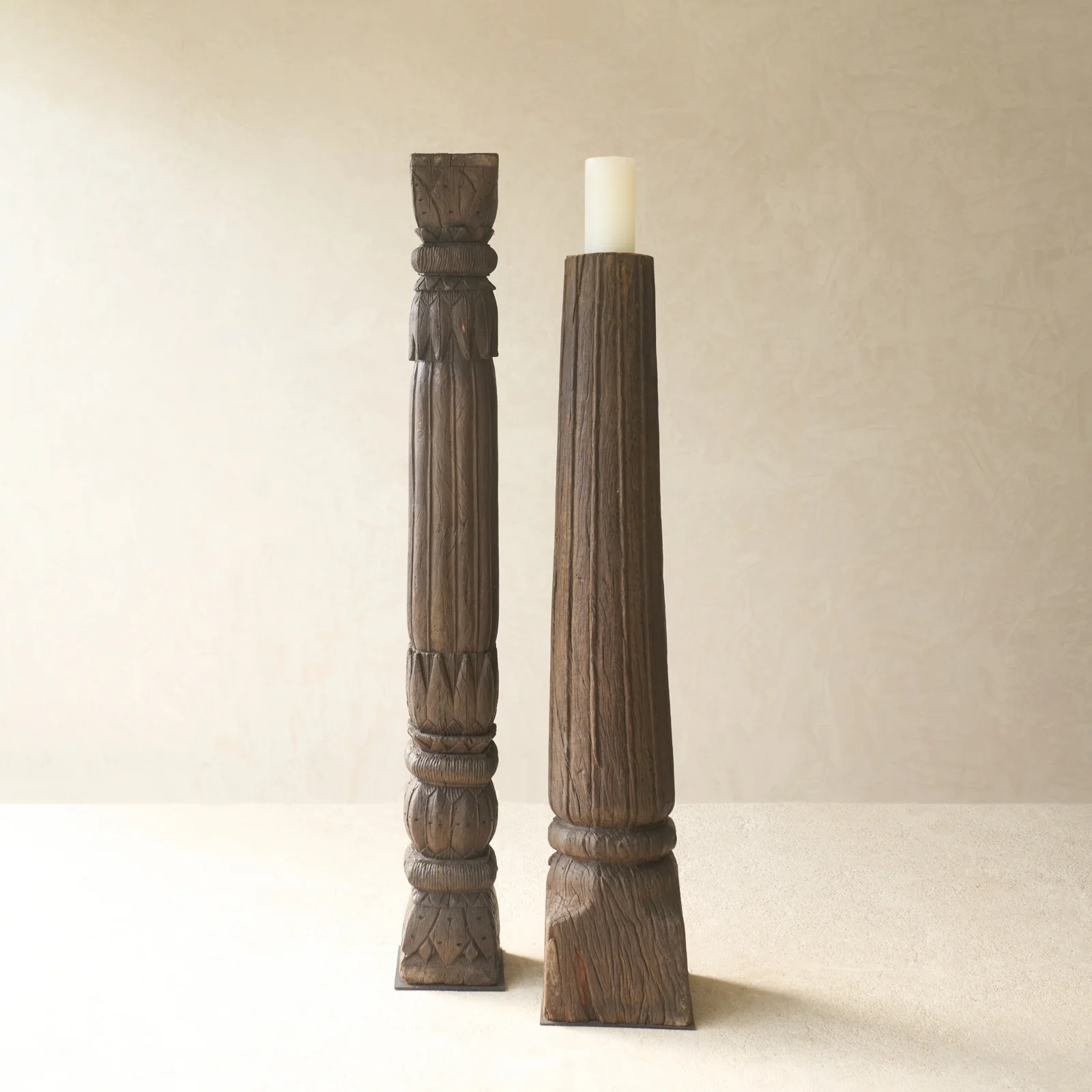 Easy-to-Use Hand Carved Teak Architectural Pillar Organic