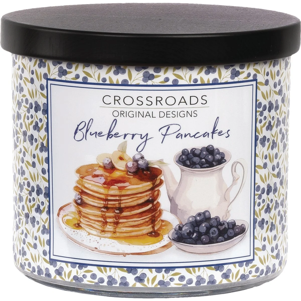 Carefully Designed Crossroads Designs 15 Oz. Wrapped Jar Candle Blueberry Pancakes Enhanced