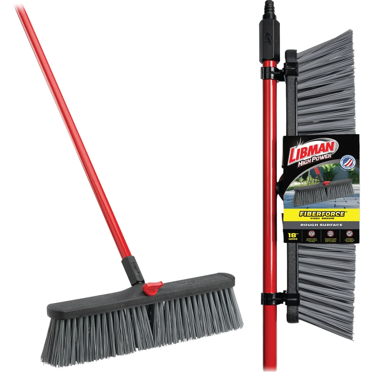 Smooth Libman 18 In. x 64 In. Steel Handle Rough Surface Push Broom Official