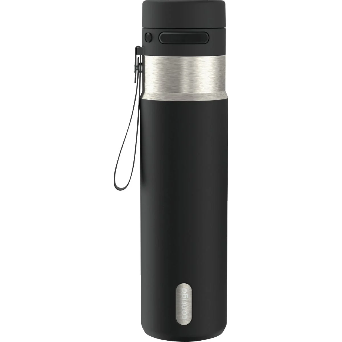 Smooth Contigo AutoPop 24 Oz. Leakproof Insulated Stainless Steel Water Bottle with Carry Strap and Shaker Ball Black Contemporary