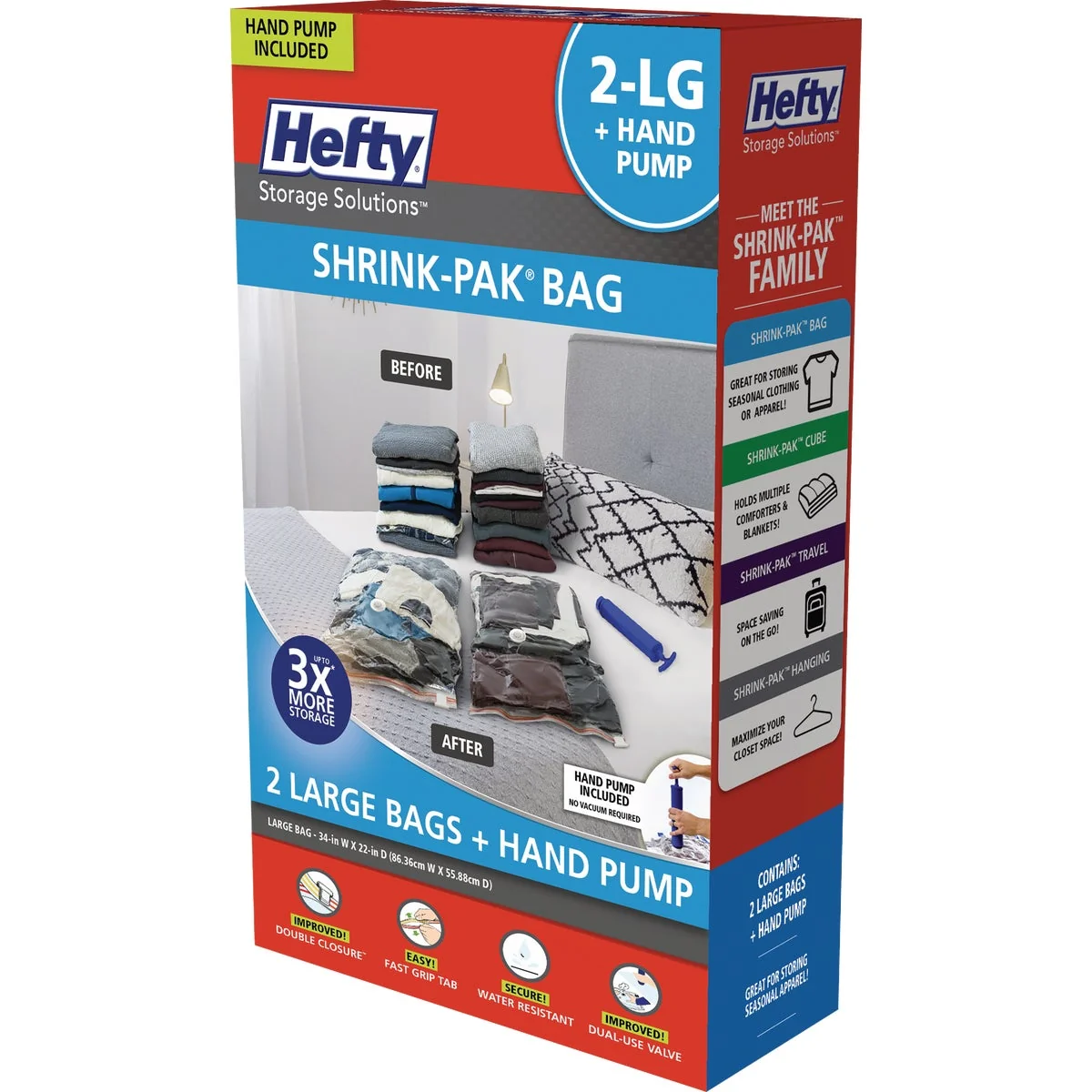 Casual Hefty Shrink-Pak Large Storage Bags with Hand Pump 2-Count Carefully Designed