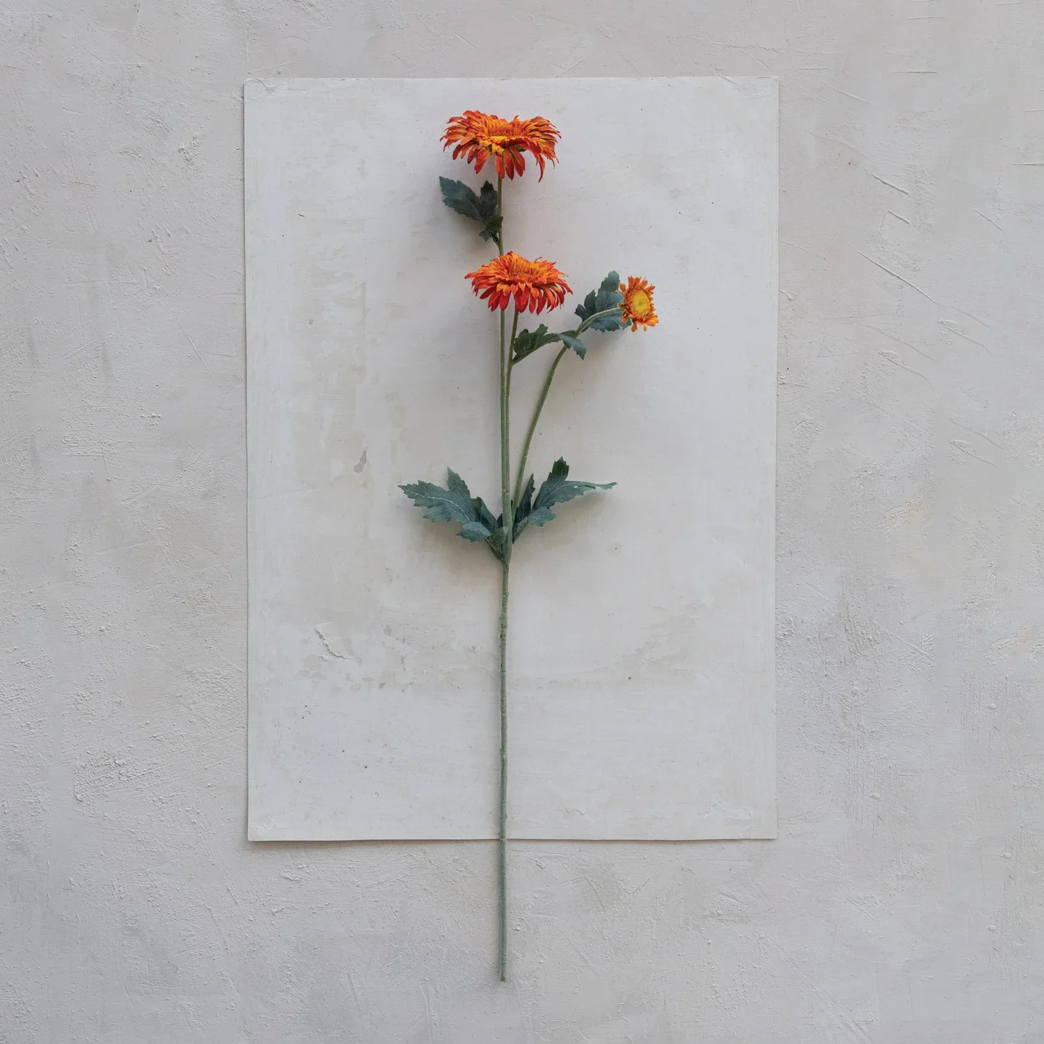 Pure Orange Faux Gerbera Daisy Stem Minimalist