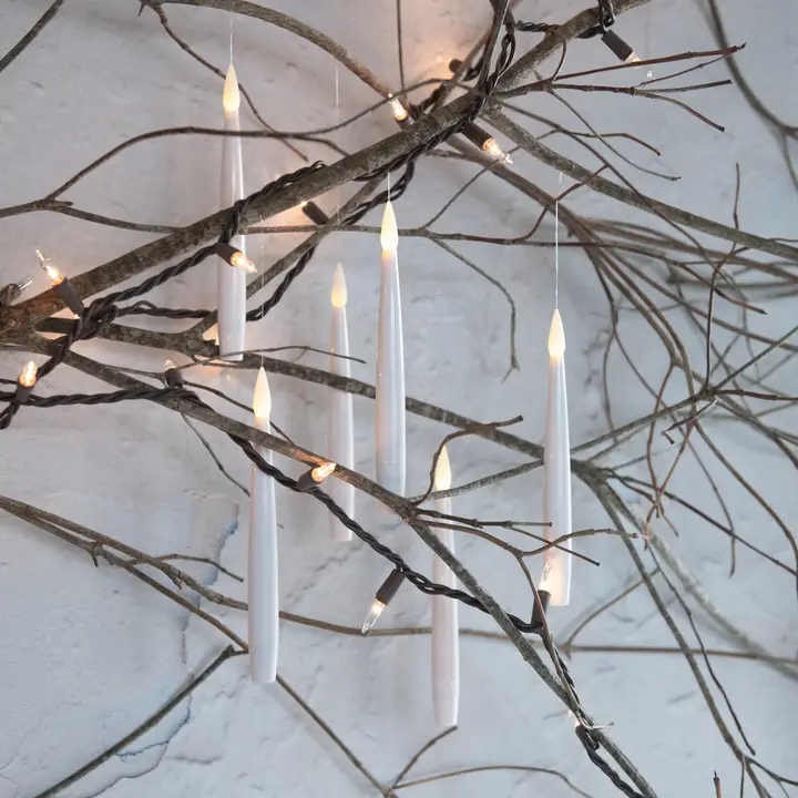 Durable Set of 6 Hanging LED Taper Candles with Remote Trusted