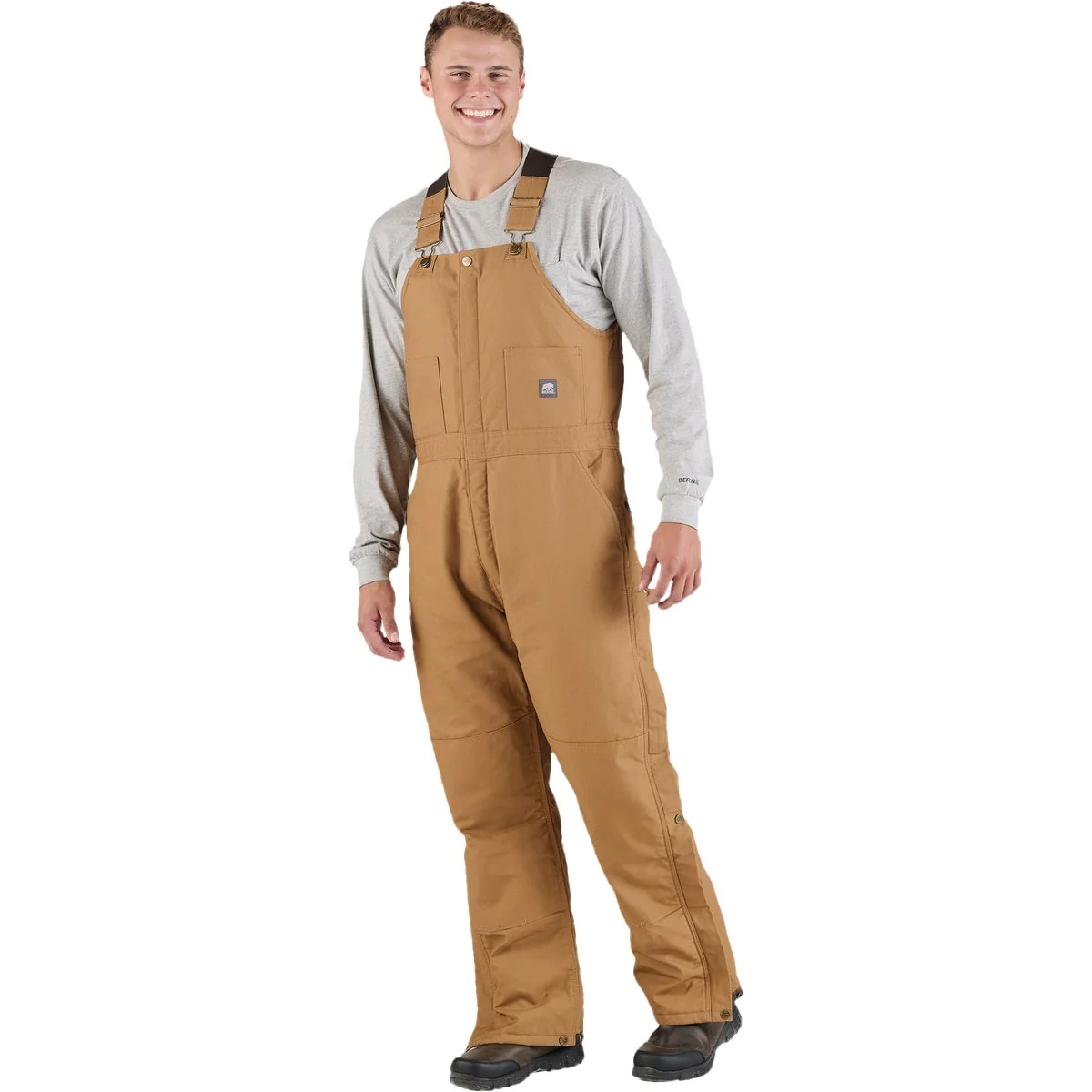 Authentic Berne Men’s M Short Brown Heritage Insulated Duck Bib Overall Dependable